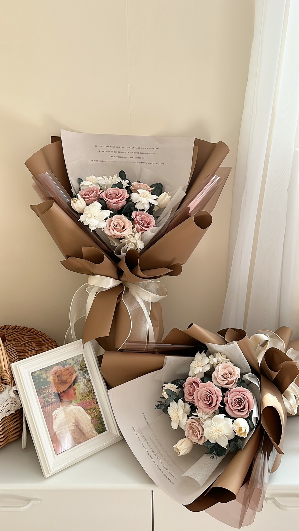 乾燥永生花束 - 午後玫瑰拿鐵