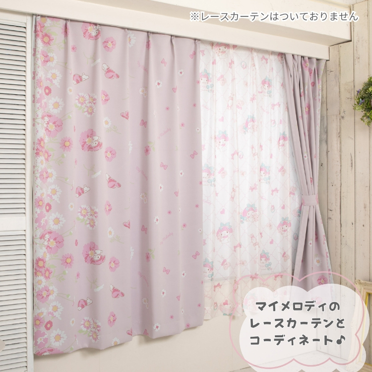 24006-MM [日本製] Sanrio My Melody 花花1級遮光窗簾 (一套2塊) #JP-BD24-SS-11-202-31