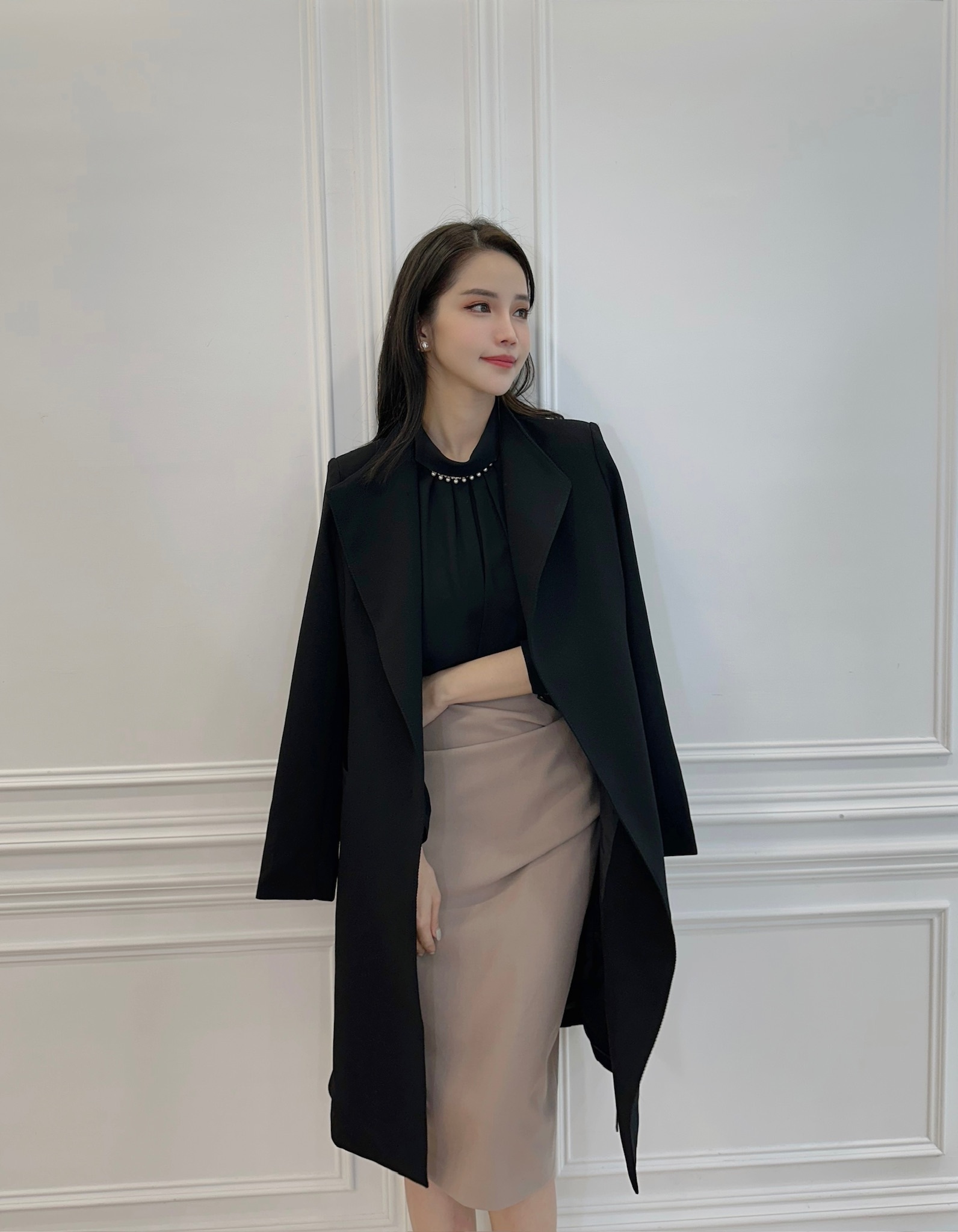 ( JS )高級修身簡約大衣-鍾愛黑