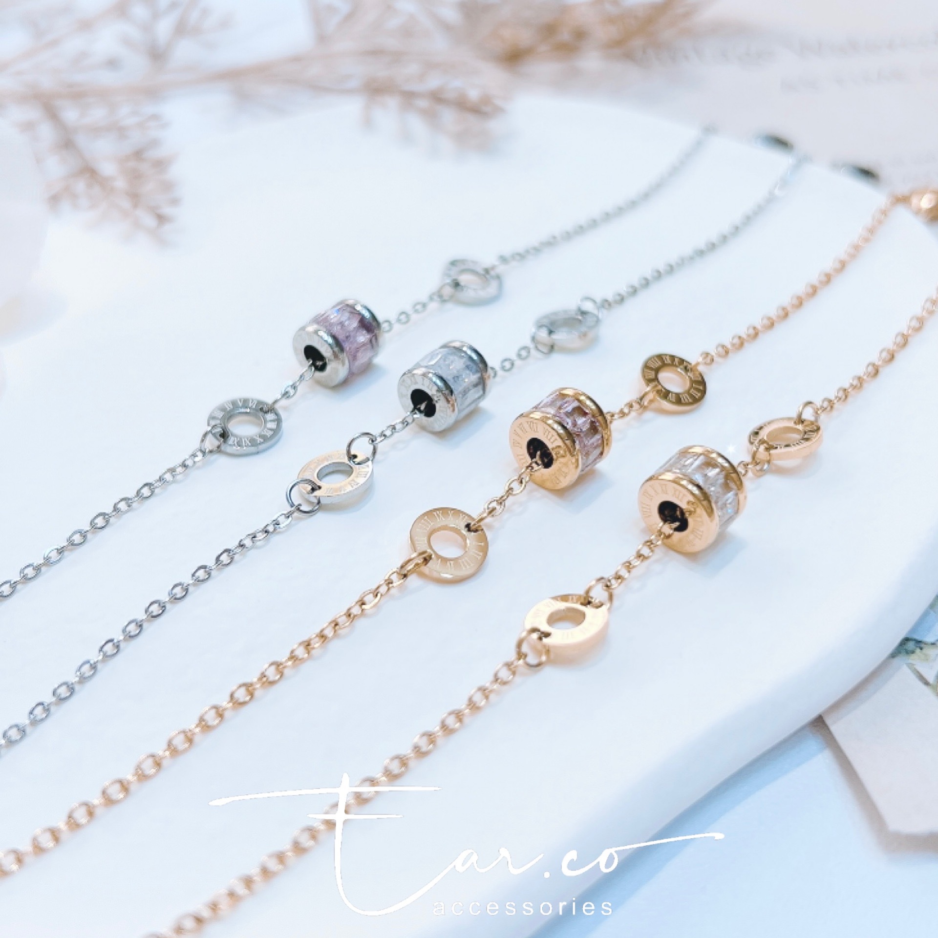 羅馬數字水晶滾輪手鏈 [316L醫療鋼]