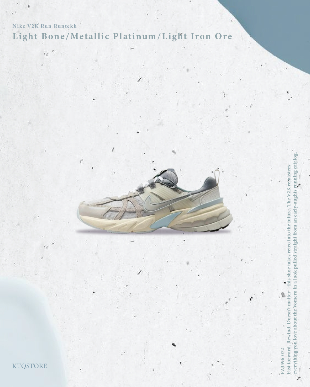 KTQ STORE ‧  NIKE V2K RUN RUNTEKK 米藍 灰白 FZ3596-072