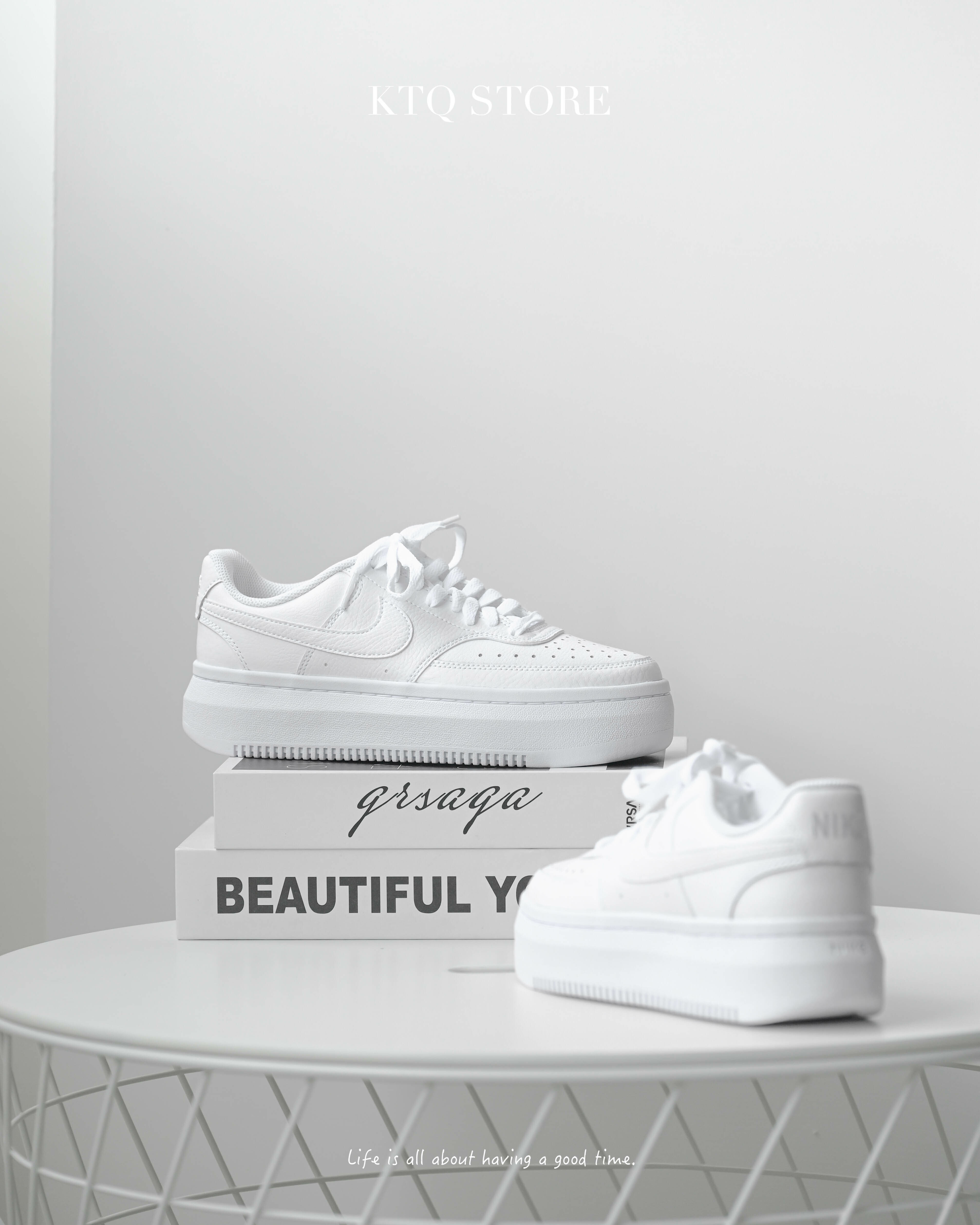 KTQ STORE ‧  Nike Court Vision Alta LTR "Triple White" 厚底 雲朵棉花糖 DM0113-100