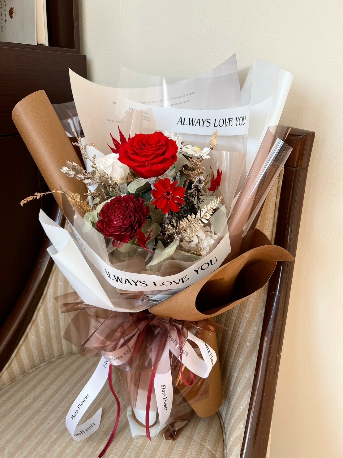 乾燥永生花束 - 焦糖玫瑰