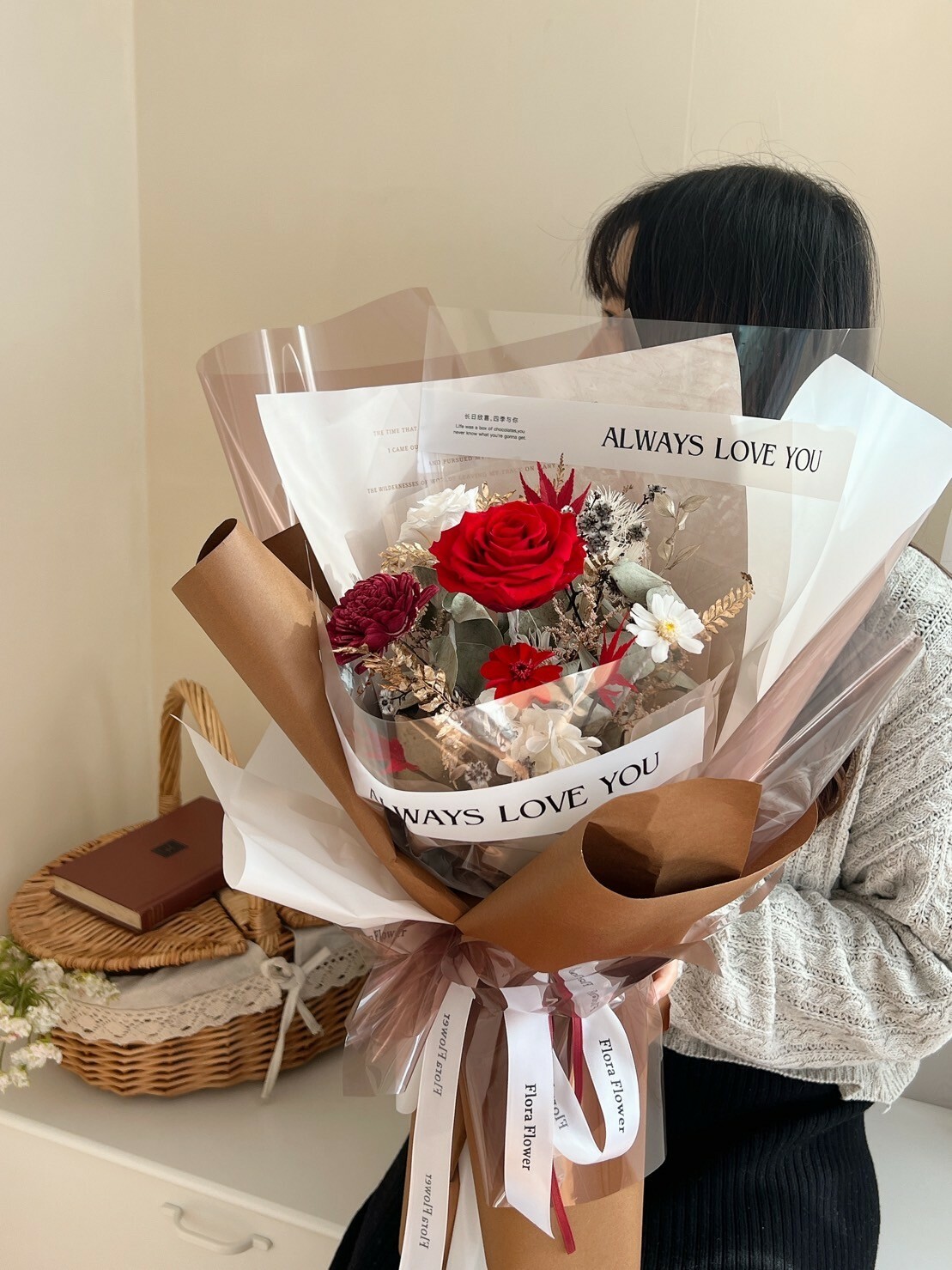 乾燥永生花束 - 焦糖玫瑰