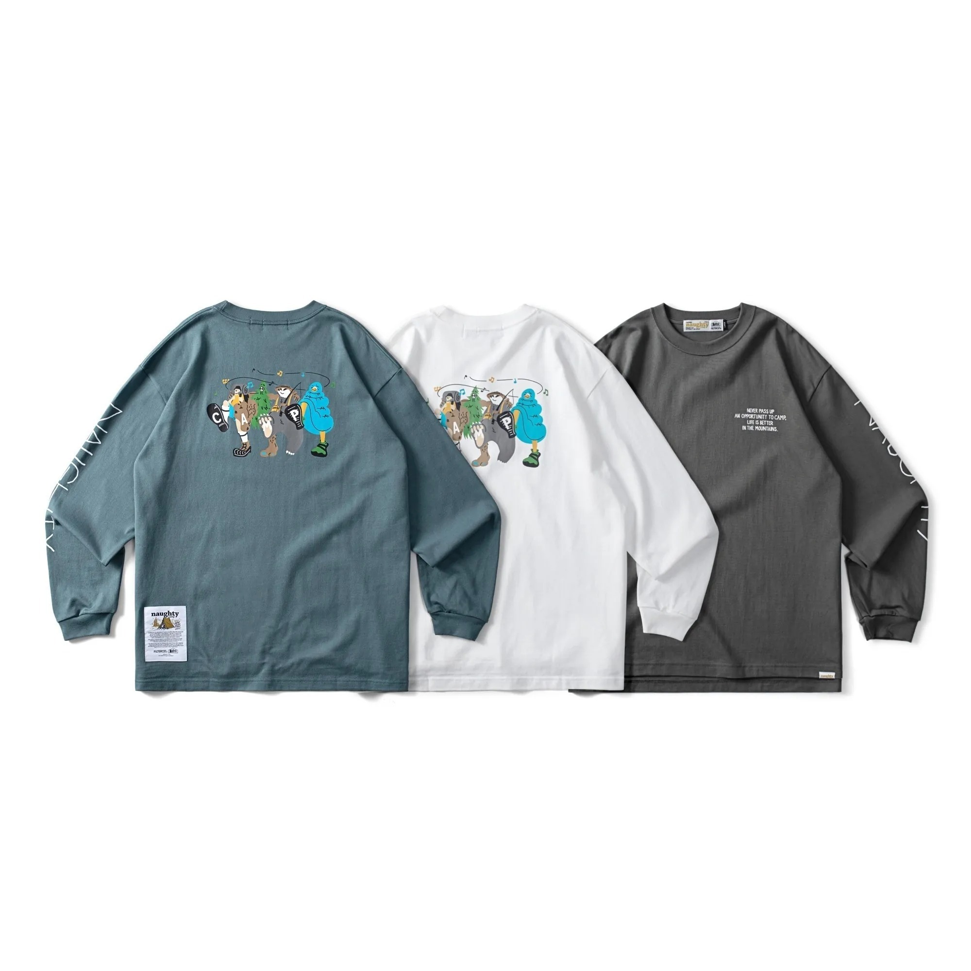 Naughty Camp Graphic Long Sleeves Tee 圖像棉質長T 三色