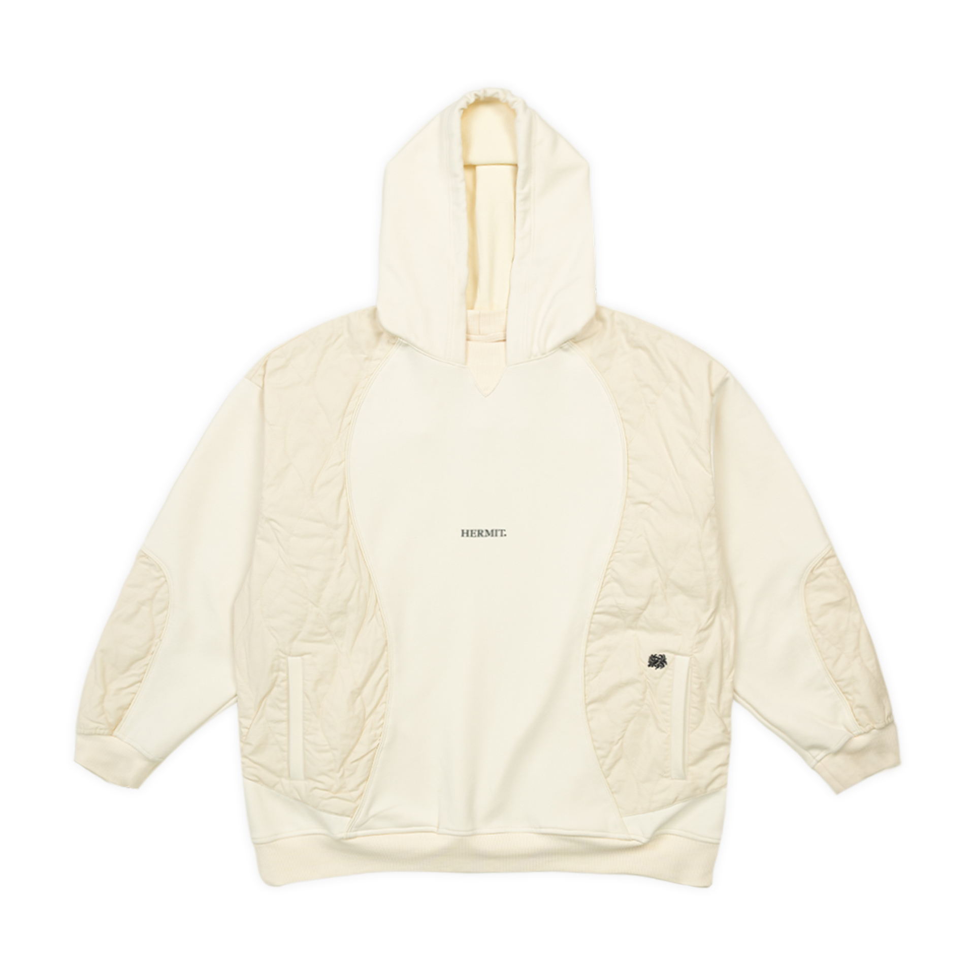 Hermit / Origin Spliced High Neck Hoodie - Off-White