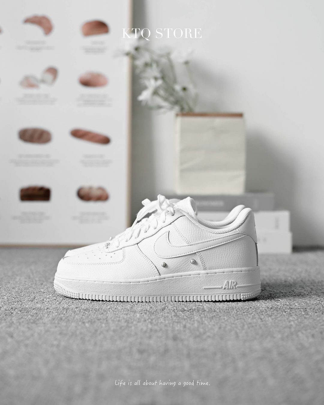 KTQ STORE ‧  NIKE AIR FORCE 1 全白 珍珠 珠光 珍珠釘 低筒 AF1 DQ0231-100