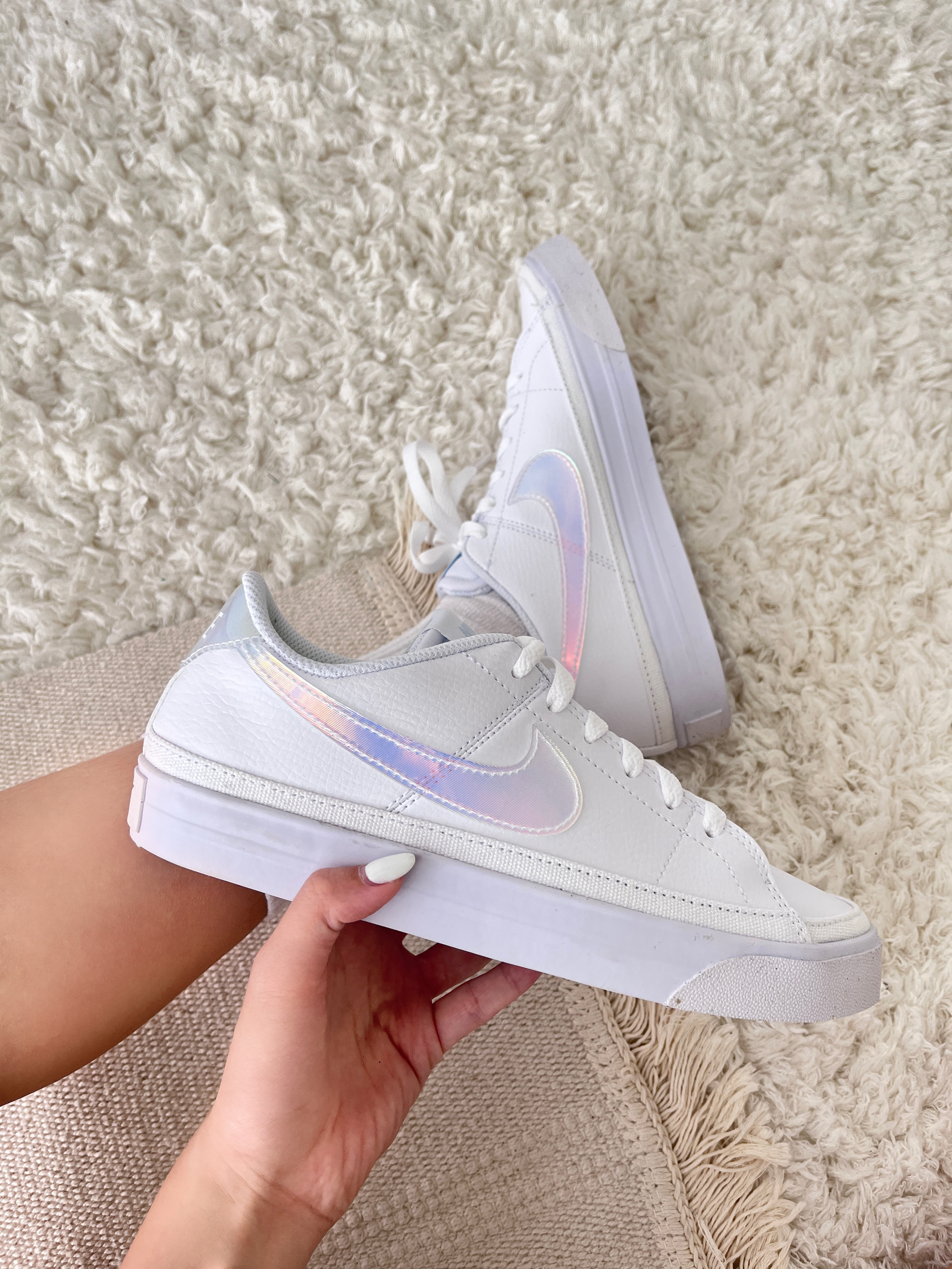 Nike Court Legacy Nn Wmns 白色 漸層 珠光 炫彩雷射 女鞋 FD0820-100