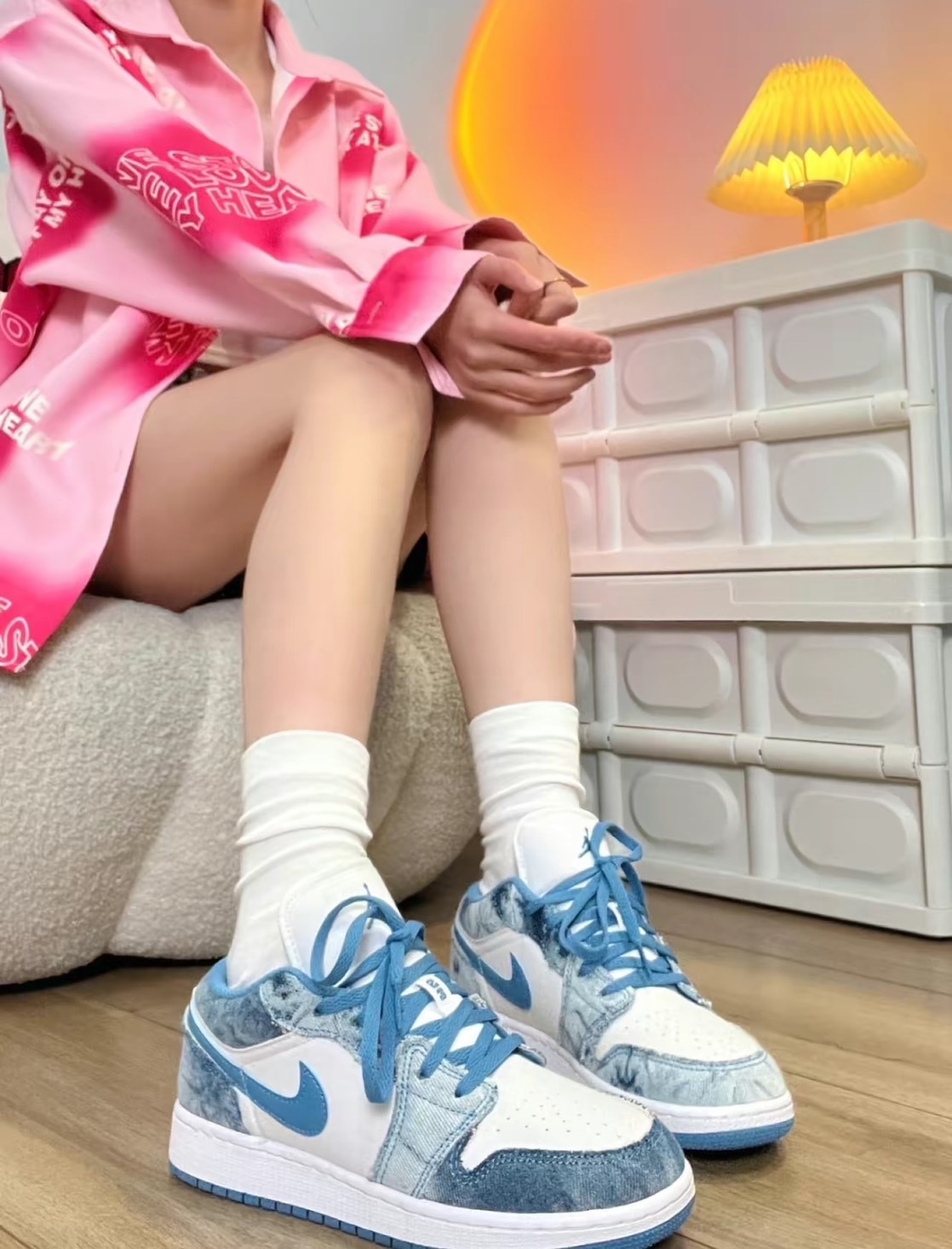 KTQ STORE ‧  Air Jordan 1 Low wash GS 白藍 水洗丹寧 女鞋 大童 DM8947-100