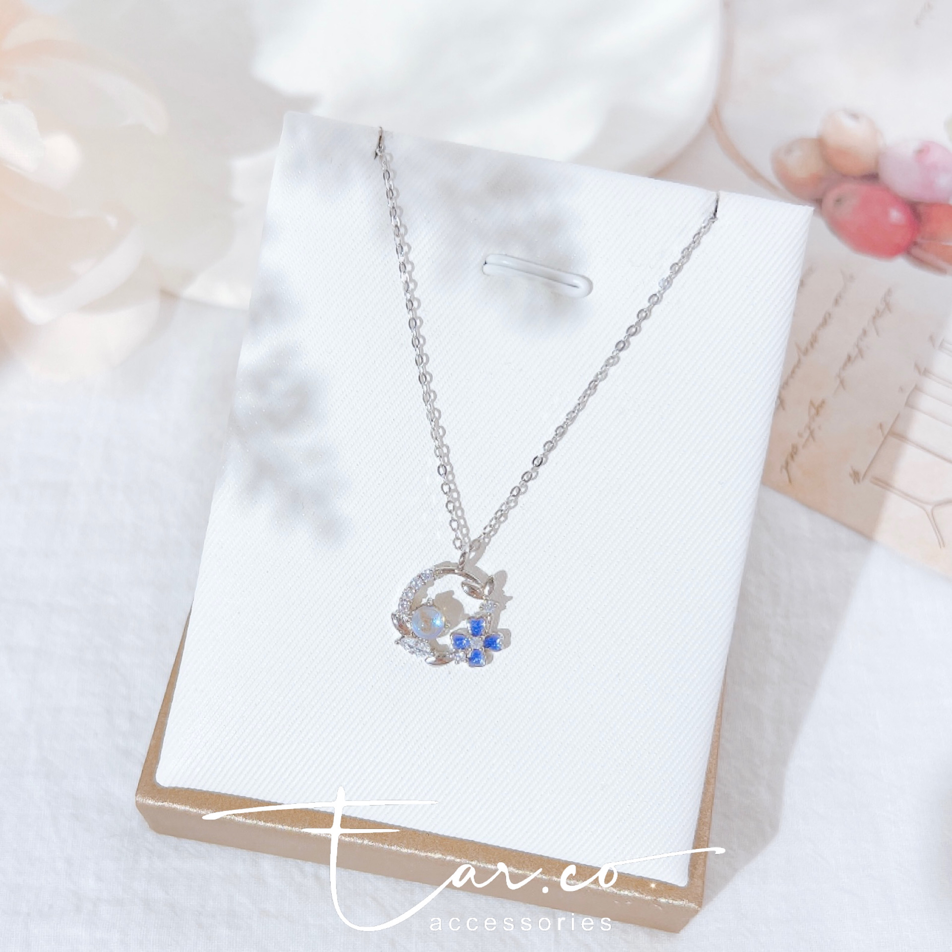 [薰衣草紫] 四葉草夢幻花圈純銀頸鏈