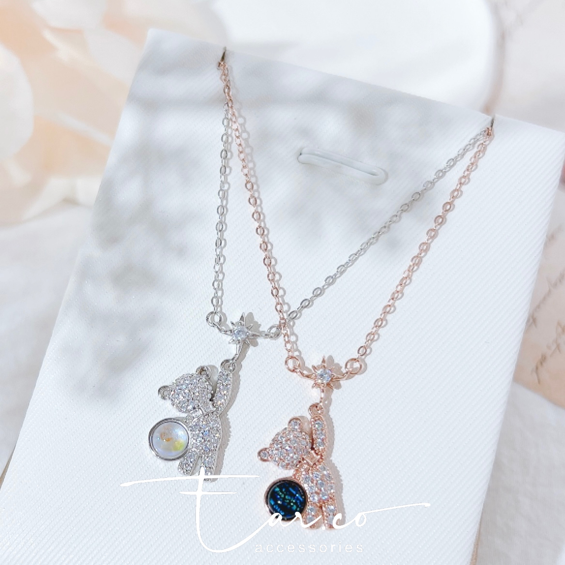 星芒夢幻小熊純銀頸鏈