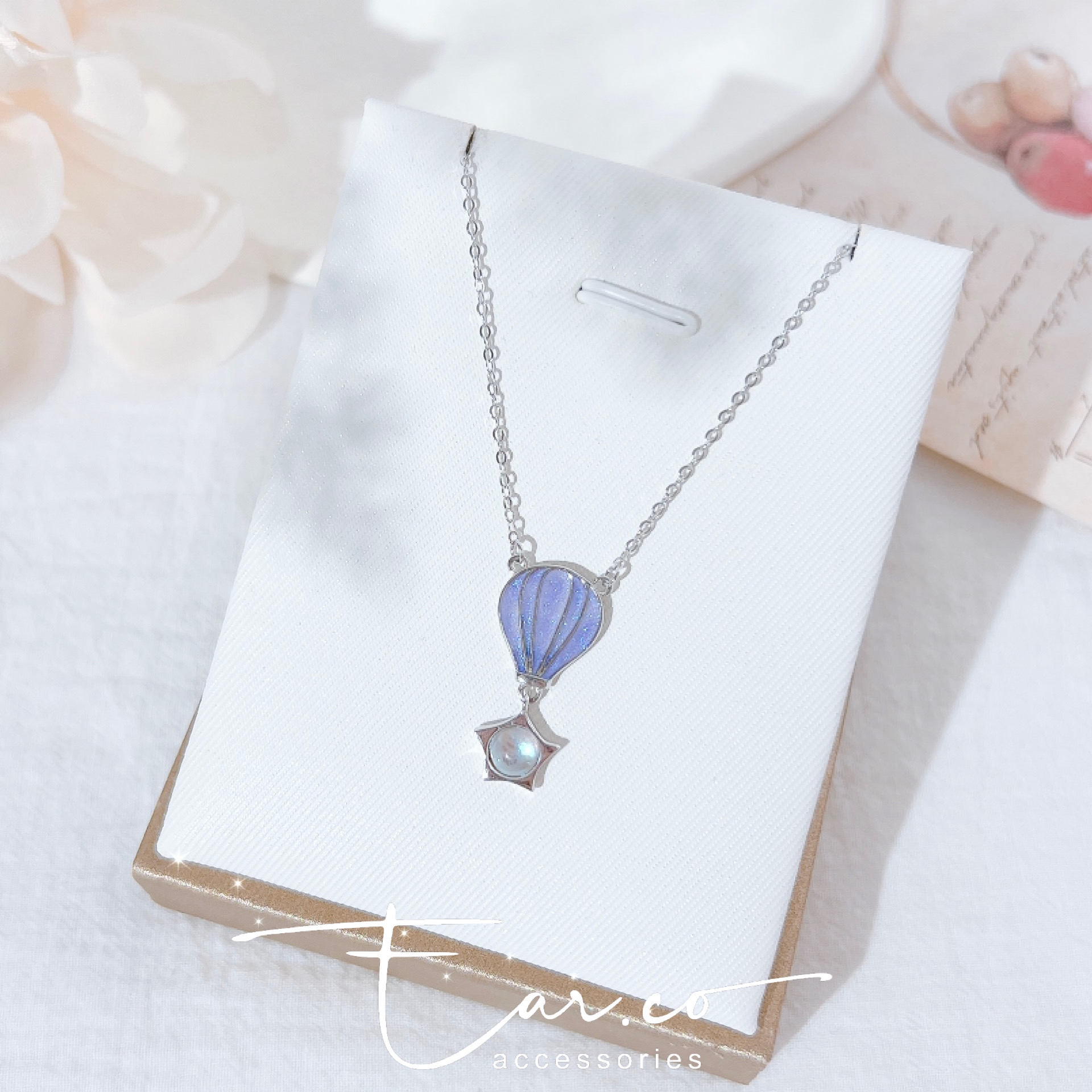 [薰衣草紫] 熱氣球幻彩星形垂釣純銀頸鏈