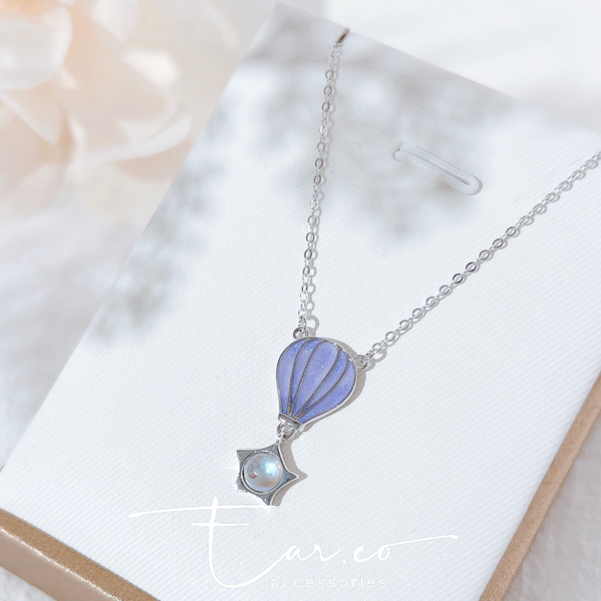 [薰衣草紫] 熱氣球幻彩星形垂釣純銀頸鏈