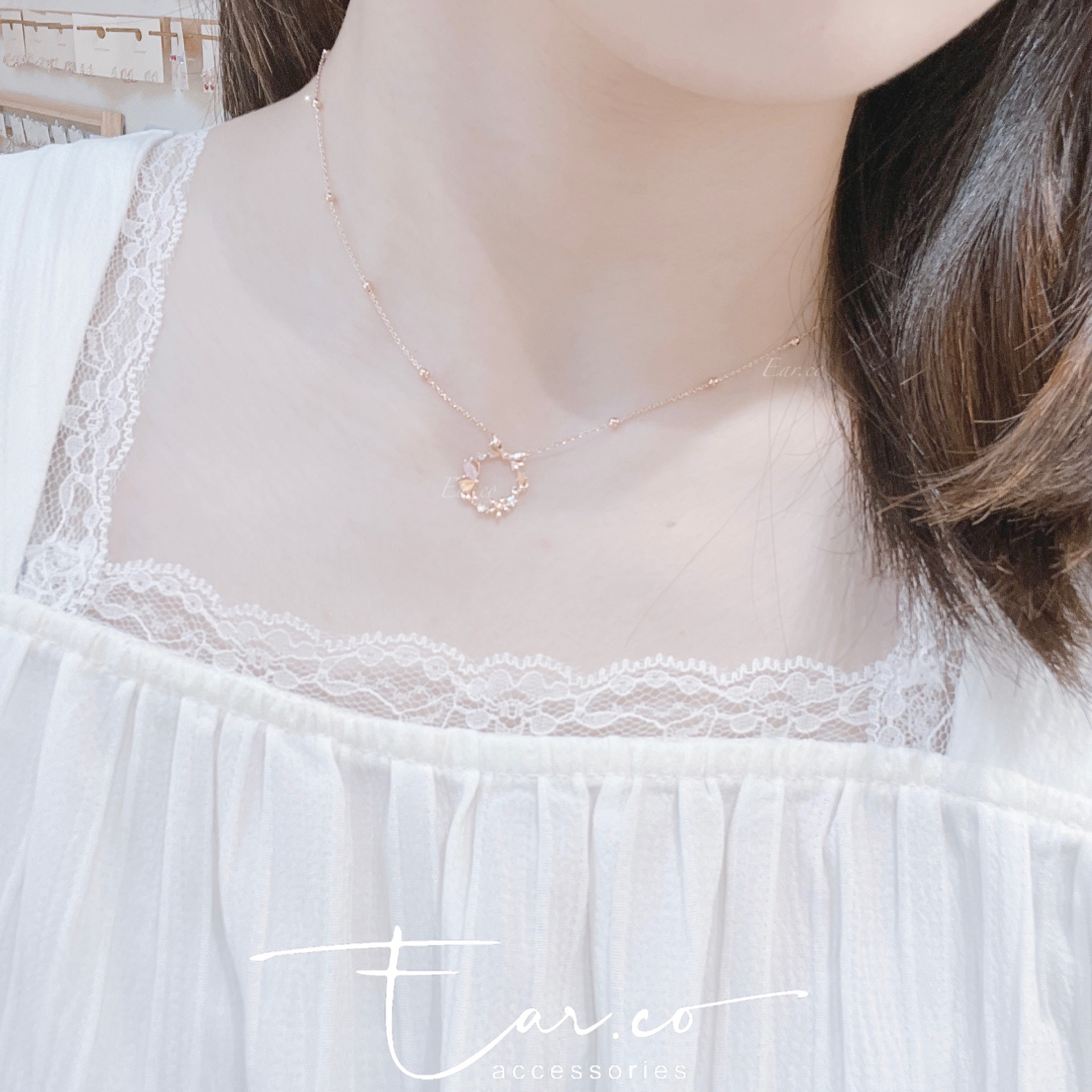 蝴蝶結拼小花蝴蝶花圈波波頸鏈