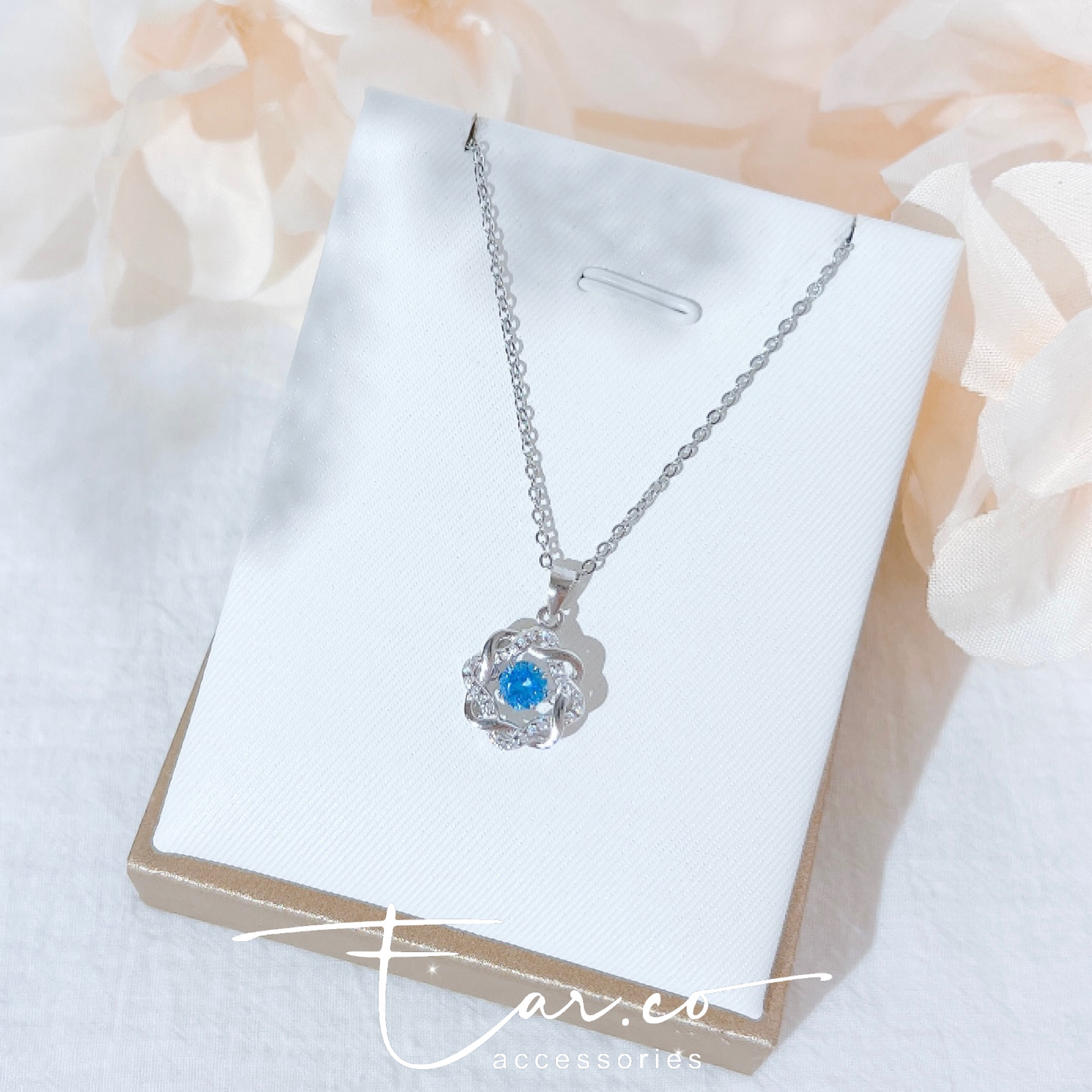 [BLUE] 扭扭麻花閃石Dancing Stone純銀頸鏈