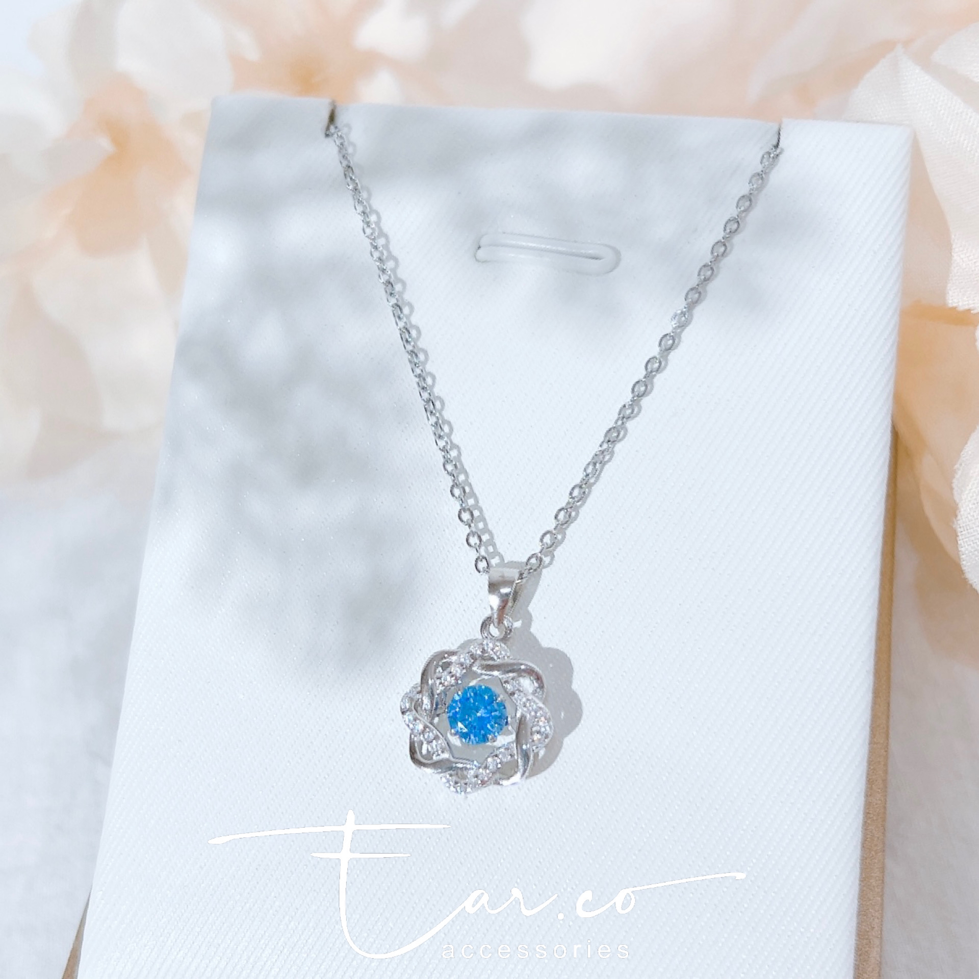 [BLUE] 扭扭麻花閃石Dancing Stone純銀頸鏈