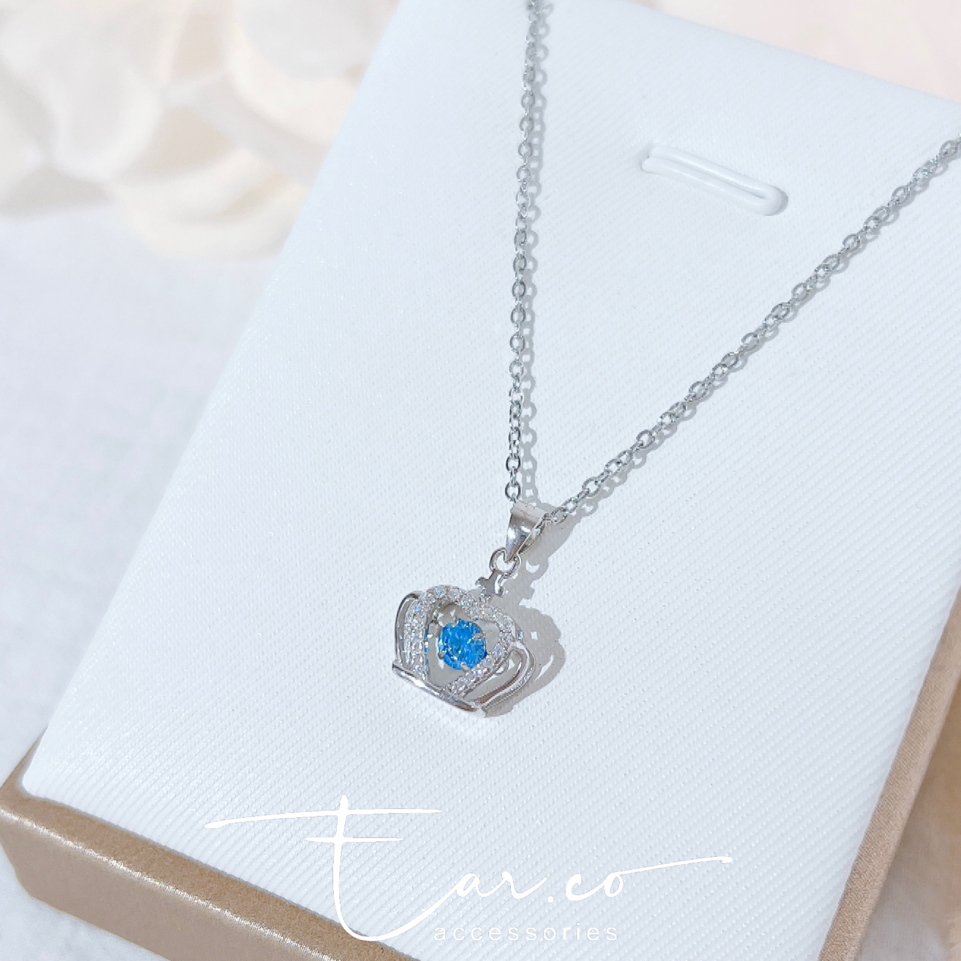 [BLUE] 皇冠Dancing Stone純銀頸鏈