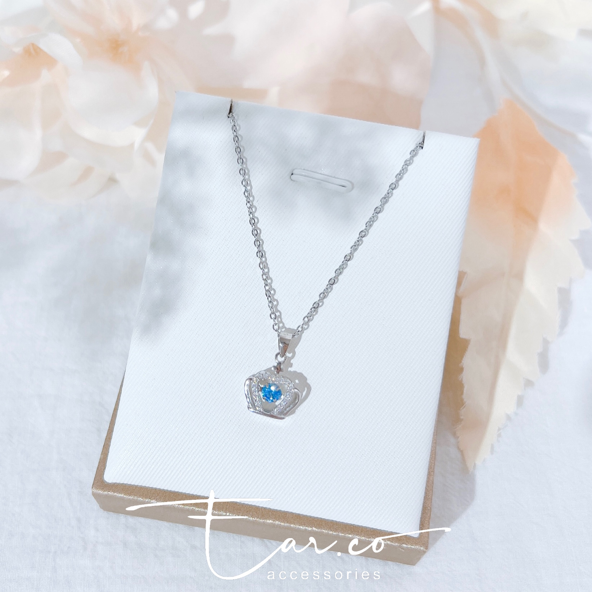 [BLUE] 皇冠Dancing Stone純銀頸鏈