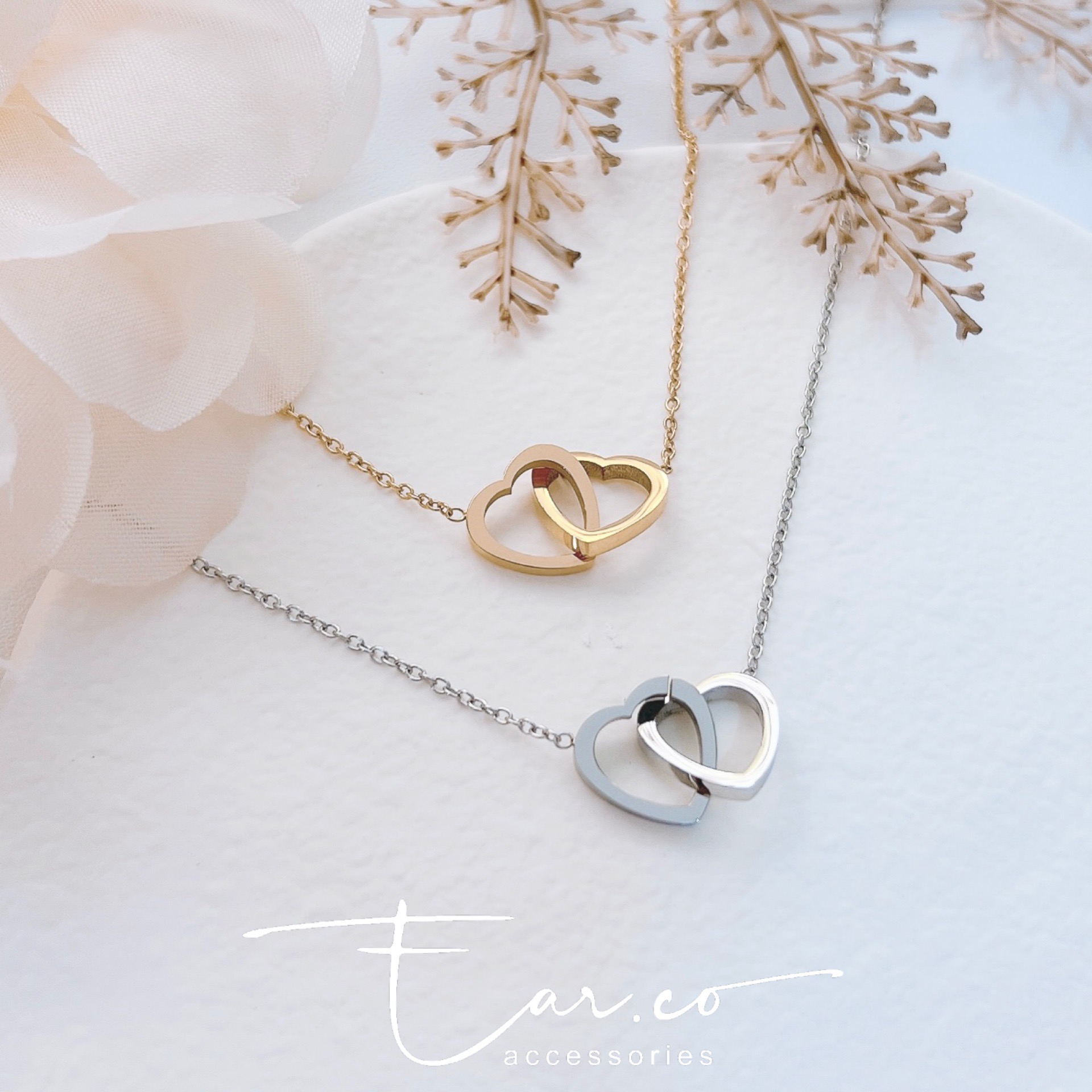 Double Heart 心心相扣頸鏈 [316L醫療鋼]