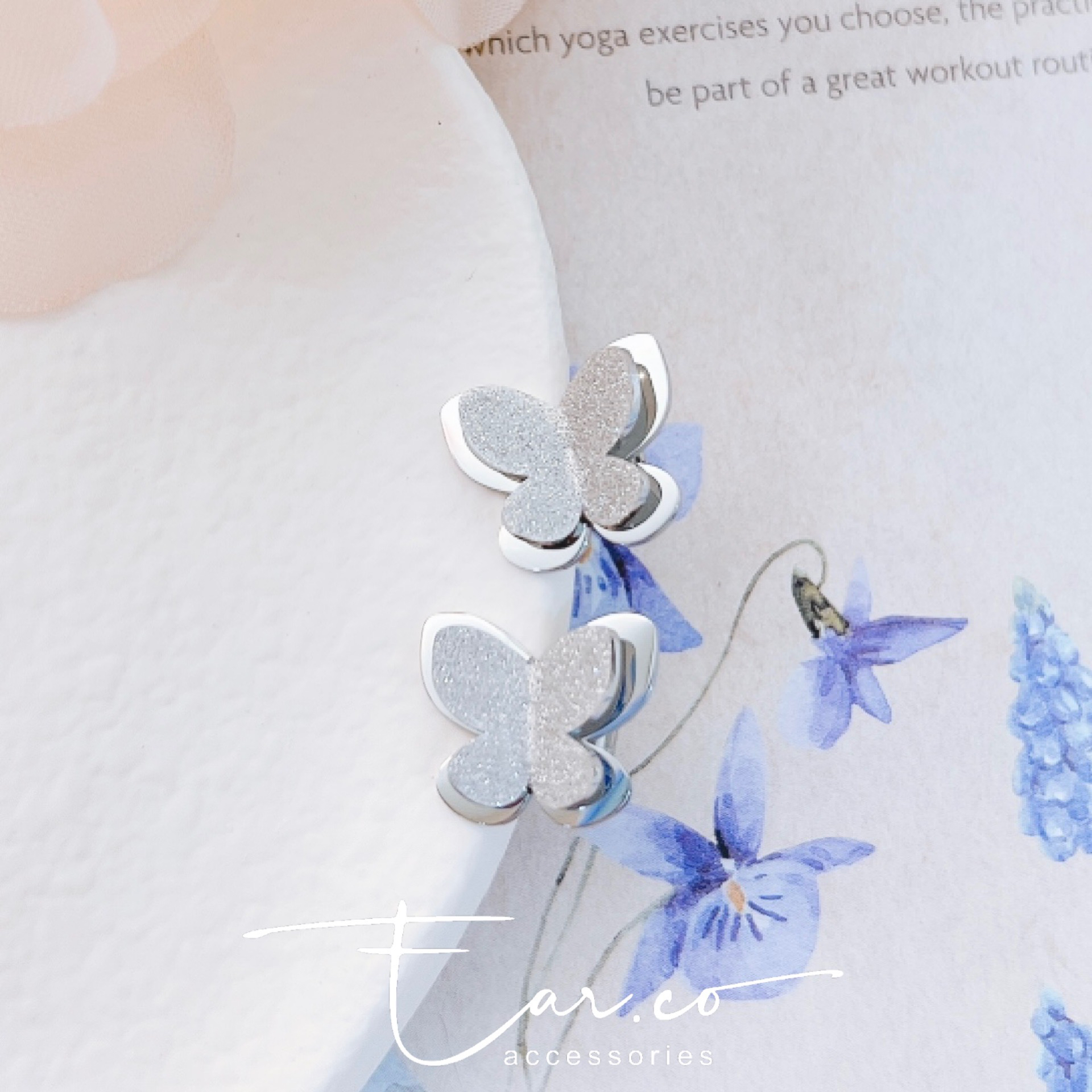 磨砂雙層蝴蝶耳環/頸鏈 [316L醫療鋼]