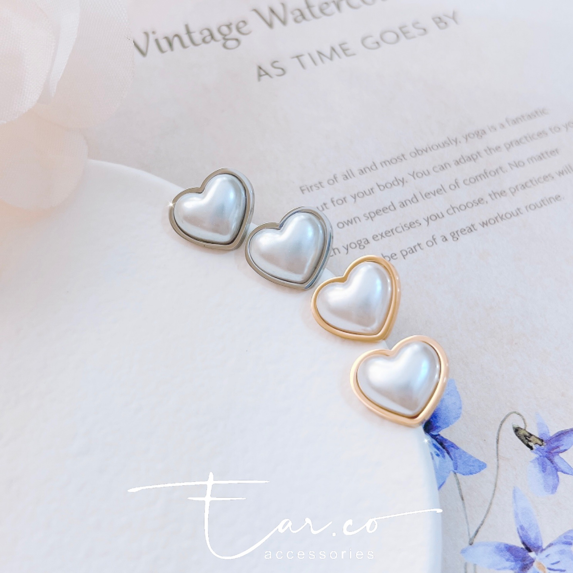 夢幻珍珠心形耳環 [316L醫療鋼]