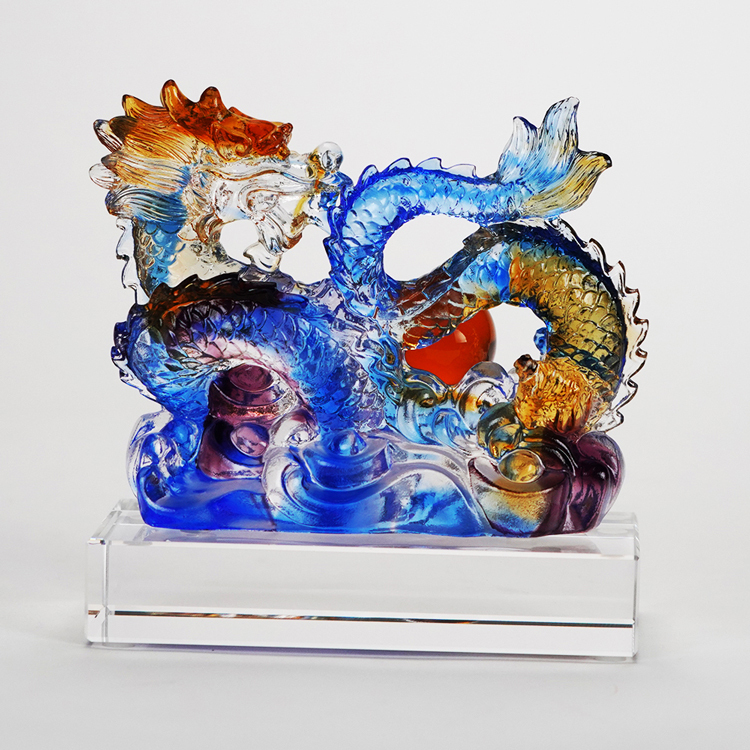 鹿港窯禮品館│琉璃 龍行天下 工藝品 擺件 書房 辦公室桌面 裝飾 龍年生肖禮物商務禮品