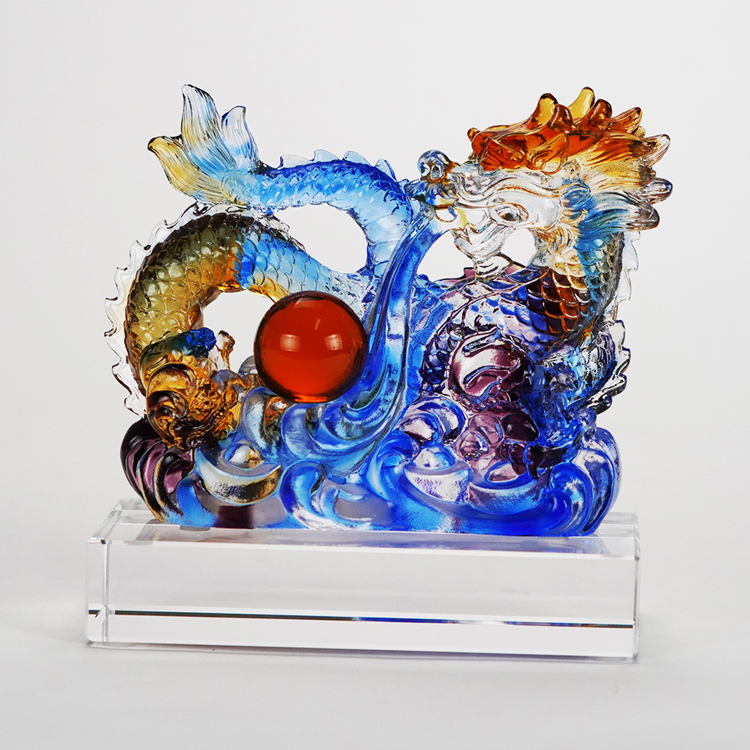 鹿港窯禮品館│琉璃 龍行天下 工藝品 擺件 書房 辦公室桌面 裝飾 龍年生肖禮物商務禮品