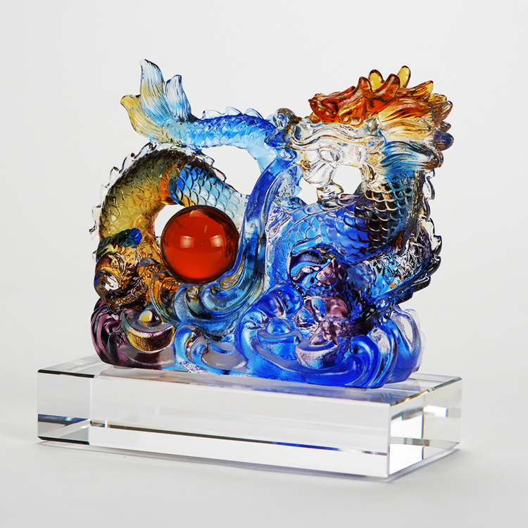鹿港窯禮品館│琉璃 龍行天下 工藝品 擺件 書房 辦公室桌面 裝飾 龍年生肖禮物商務禮品