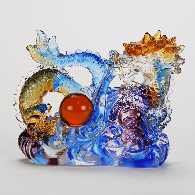 鹿港窯禮品館│琉璃 龍行天下 工藝品 擺件 書房 辦公室桌面 裝飾 龍年生肖禮物商務禮品