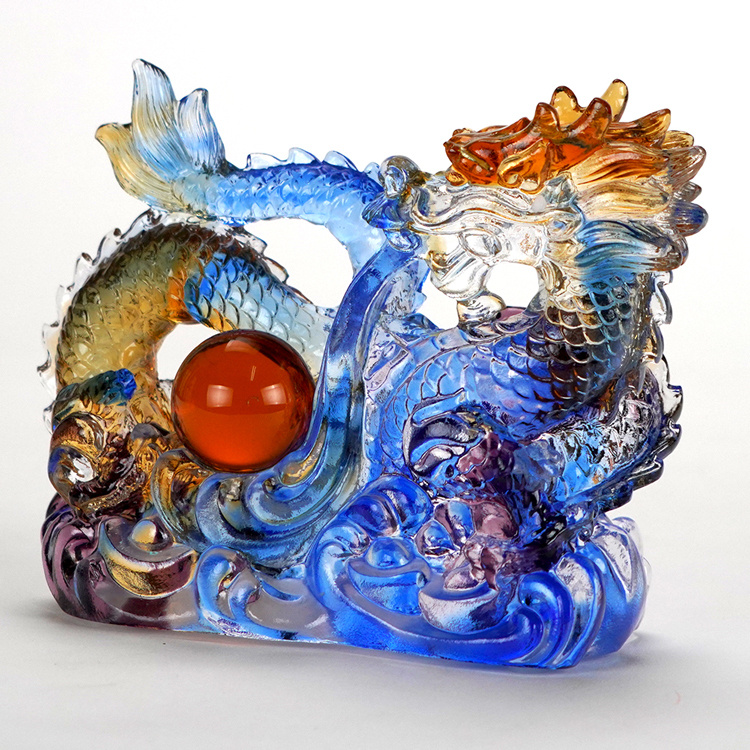 鹿港窯禮品館│琉璃 龍行天下 工藝品 擺件 書房 辦公室桌面 裝飾 龍年生肖禮物商務禮品