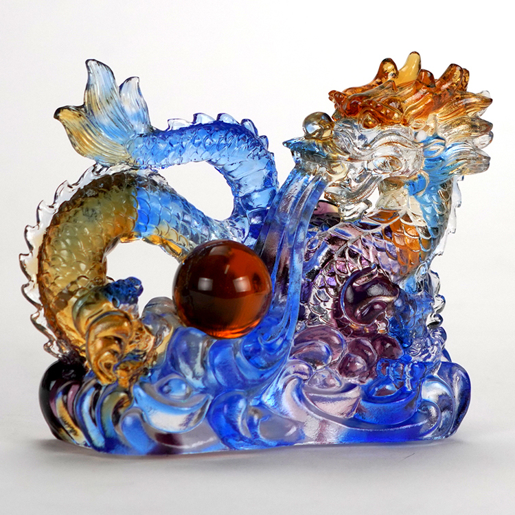 鹿港窯禮品館│琉璃 龍行天下 工藝品 擺件 書房 辦公室桌面 裝飾 龍年生肖禮物商務禮品