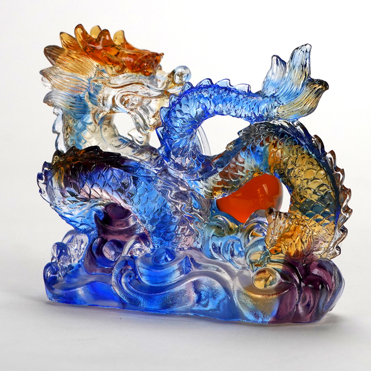 鹿港窯禮品館│琉璃 龍行天下 工藝品 擺件 書房 辦公室桌面 裝飾 龍年生肖禮物商務禮品