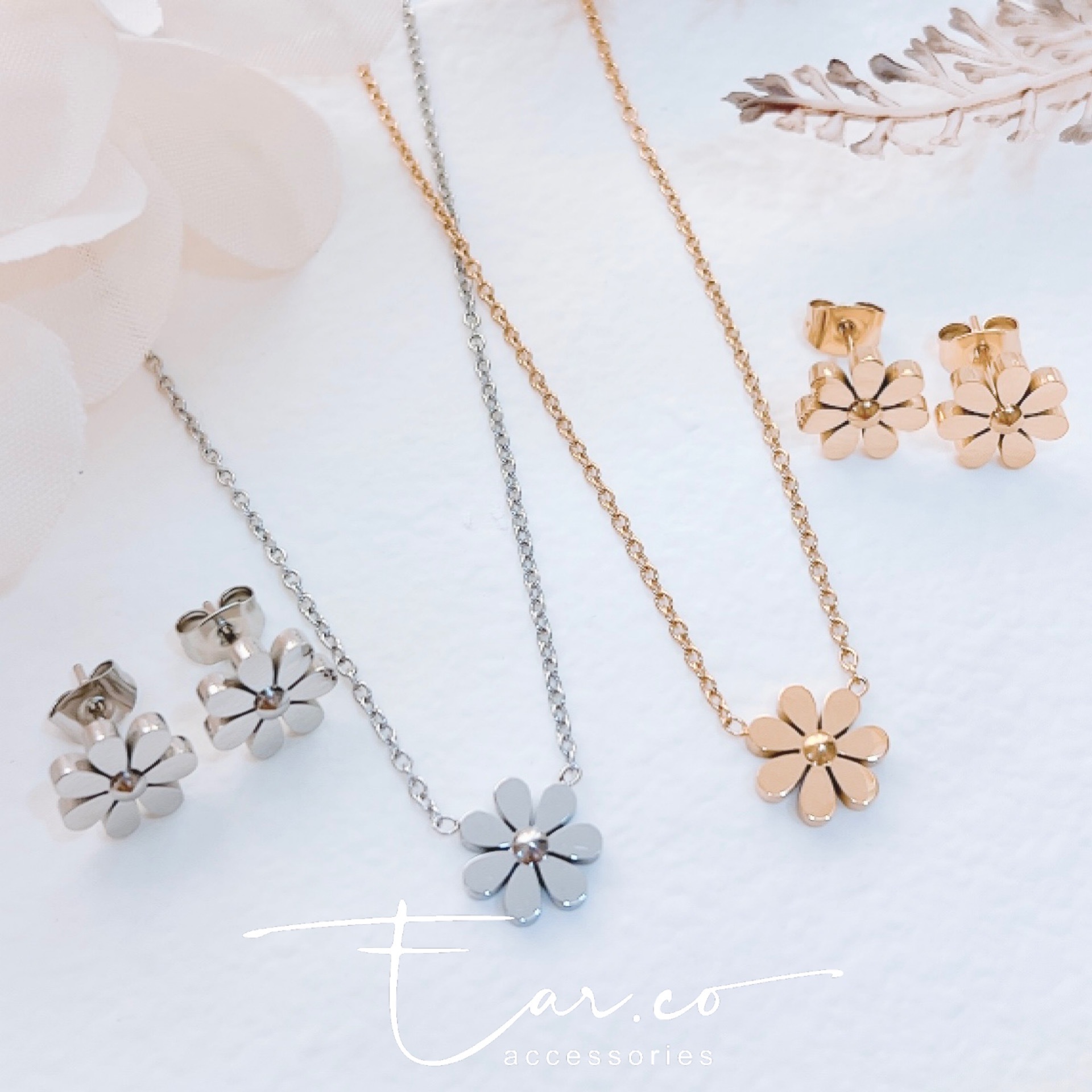 清新小秋菊耳環/頸鏈 [316L醫療鋼]