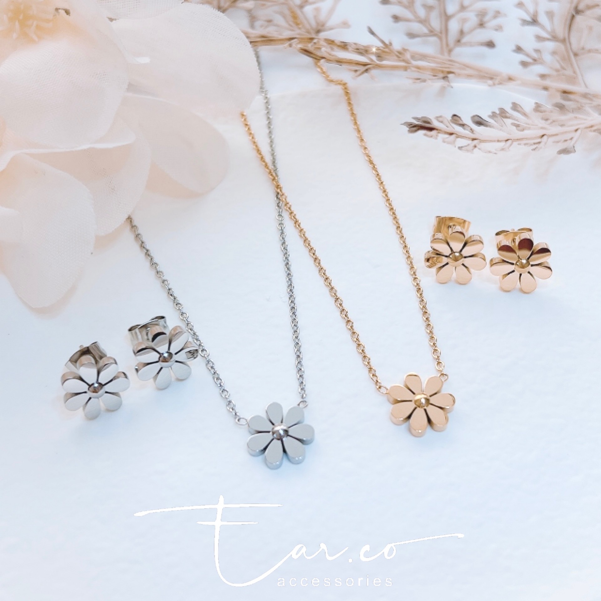 清新小秋菊耳環/頸鏈 [316L醫療鋼]