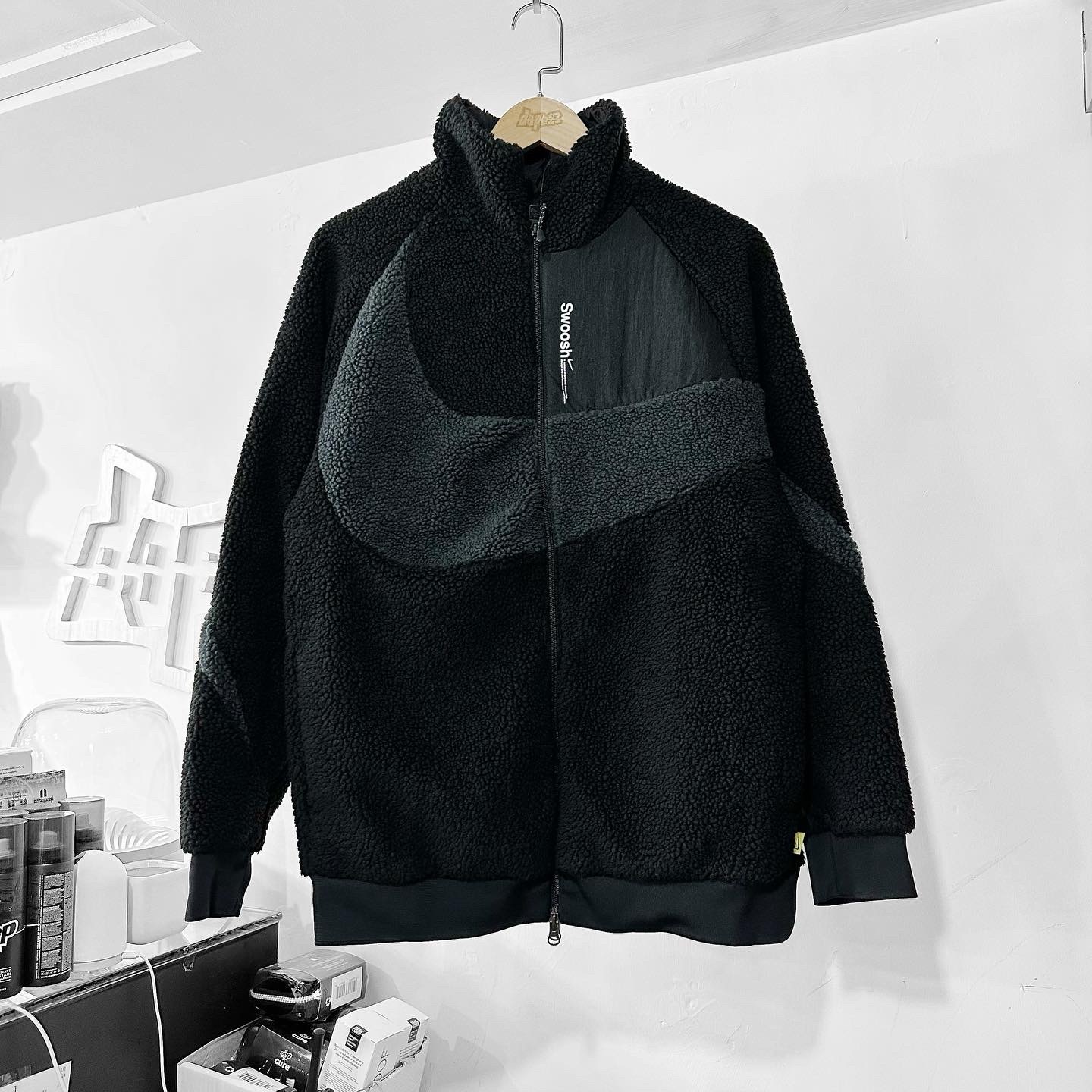 Nike Big Swoosh Jacket Black Grey 黑灰 雙面羊羔毛外套