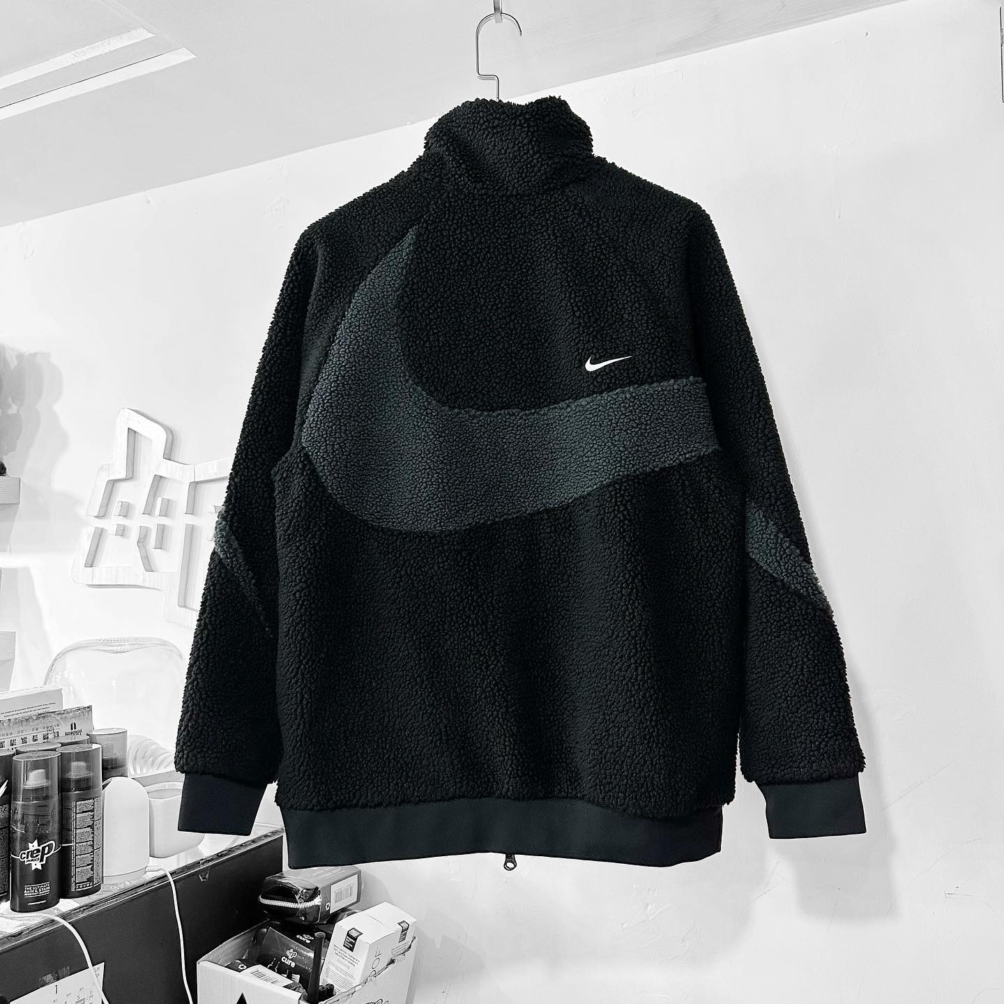 Nike Big Swoosh Jacket Black Grey 黑灰 雙面羊羔毛外套