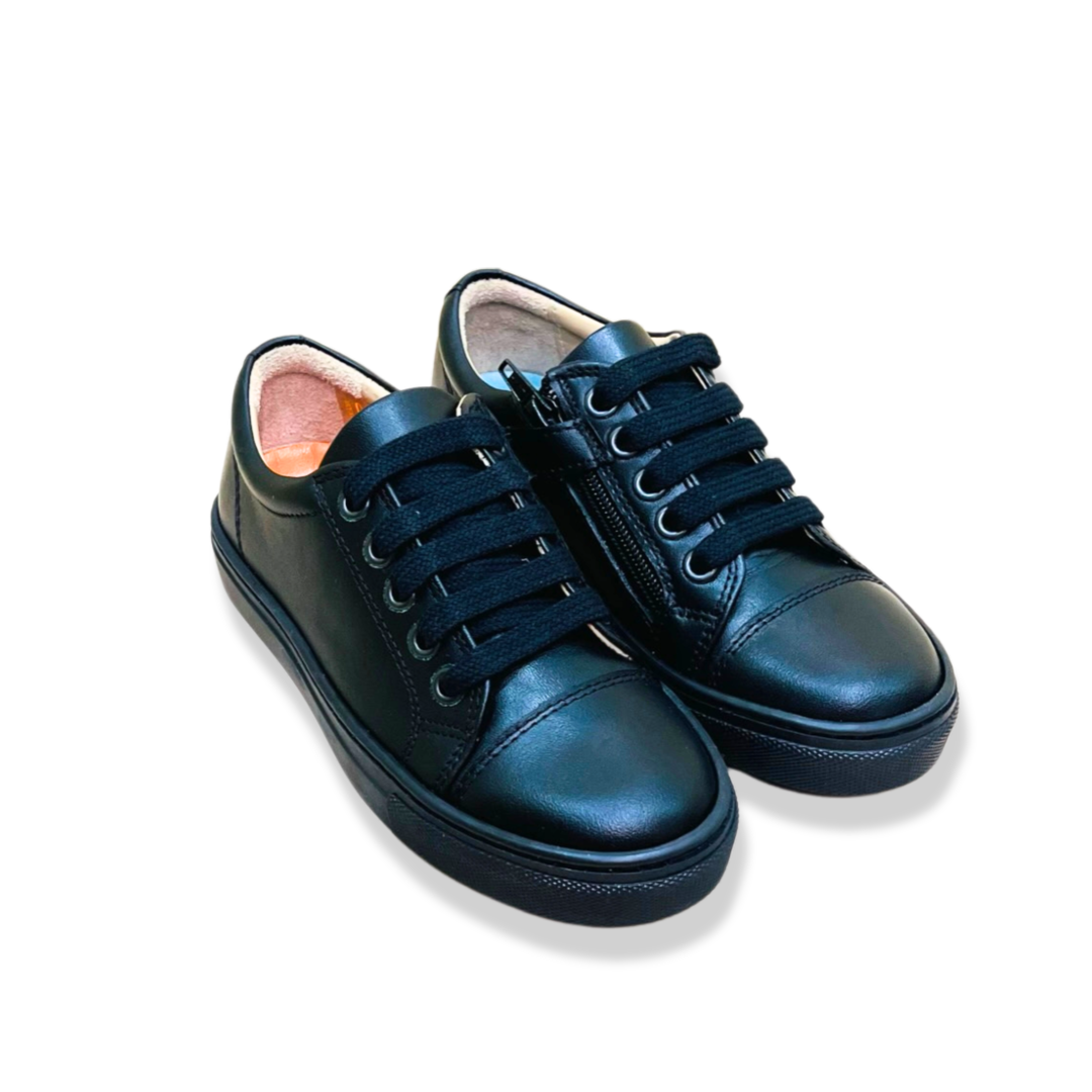 Petasil Peel 2 (內側拉鏈) 黑色學生皮鞋