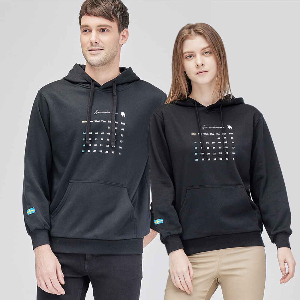 moz瑞典快樂星期一駝鹿帽T-黑(亞洲版)-男女款