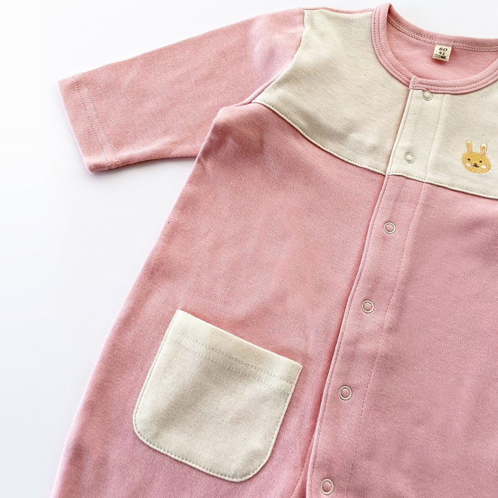 有機棉嬰兒柔適長袖兔裝-粉紅 | 藍天畫布有機棉