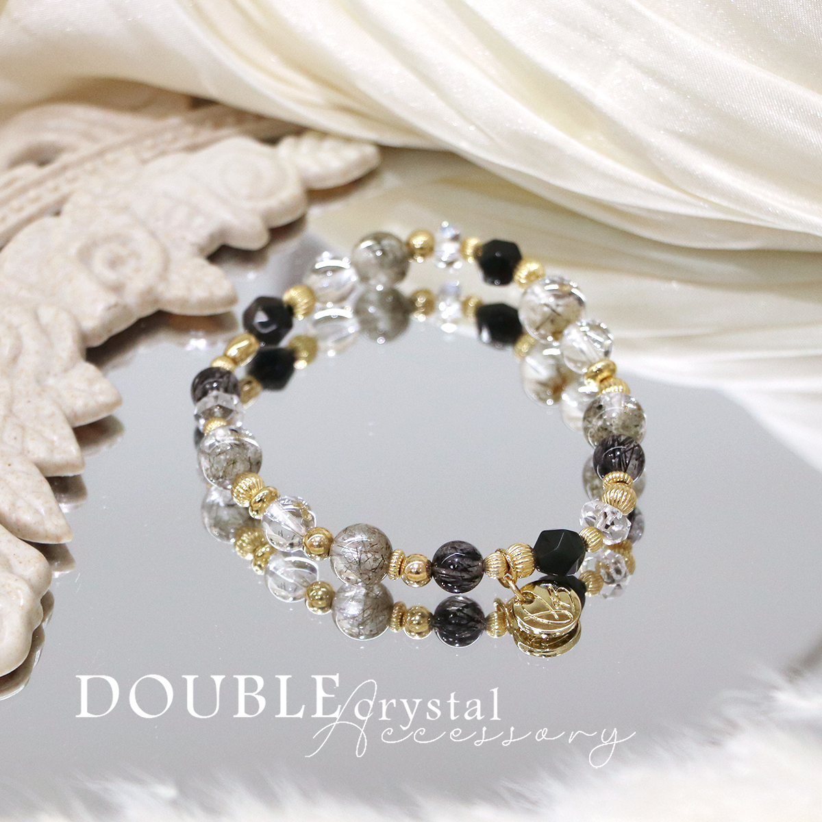 ☽◌*早晨來杯芝麻奶蓋 ／幽靈穿髮．黑髮晶．黑曜石