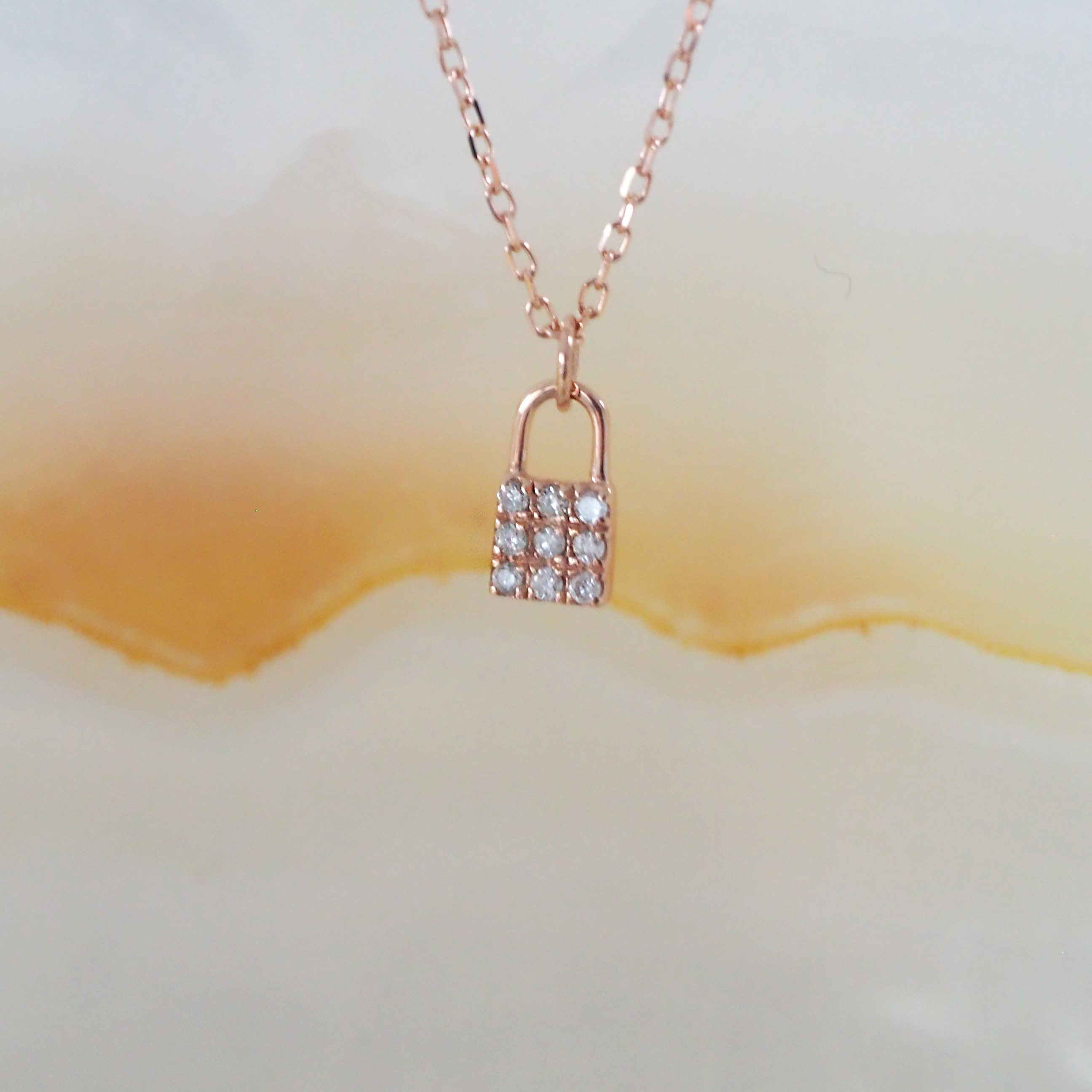 14k小鎖頭pave真鑽項鍊