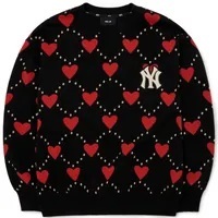 [S] MLB HEART PATTERN OVERFIT SWEATSHIRT NEW YORK YANKEES BLACK, 3AMTH0124-50BKS [FINAL SALE] (SMLB332)