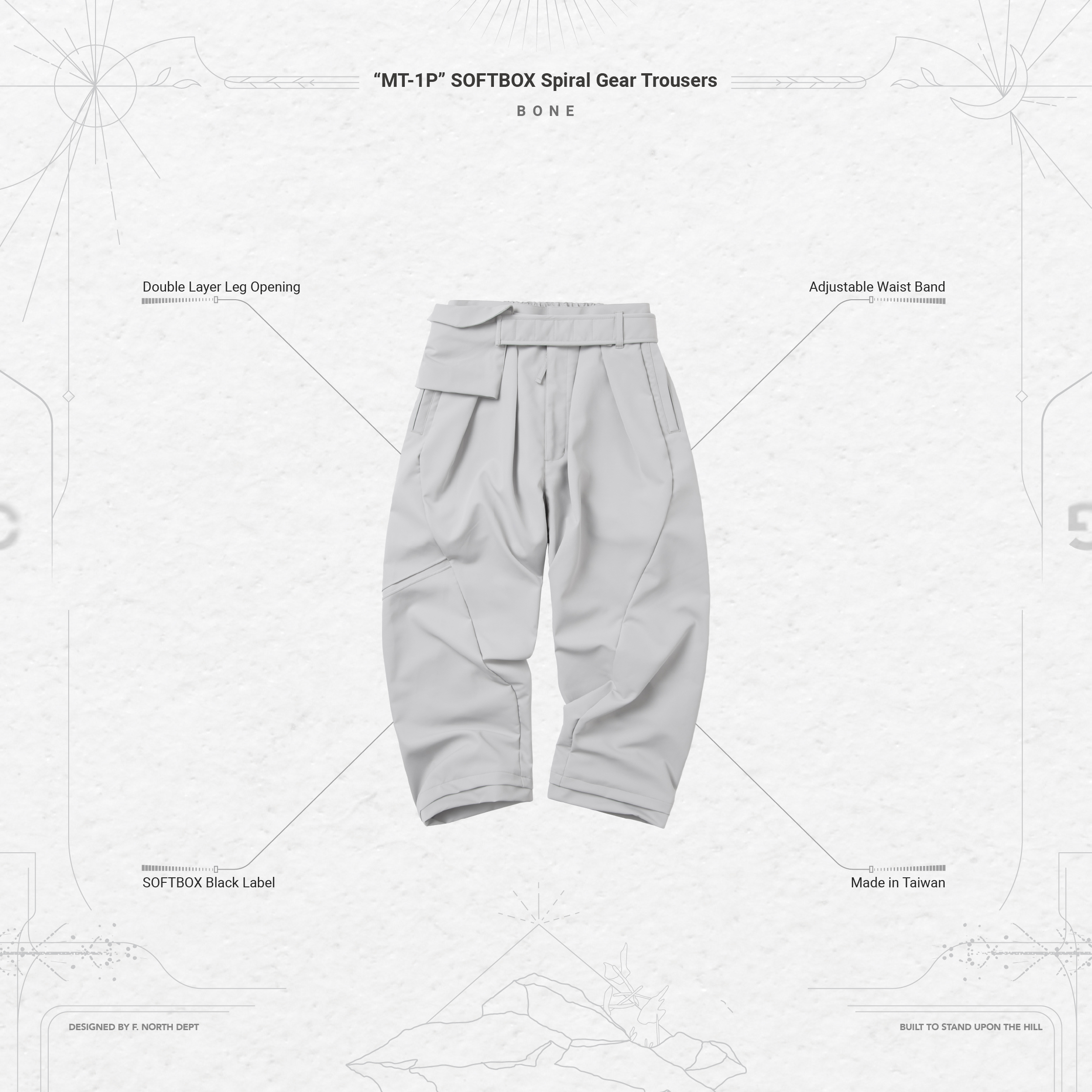 GOOPiMADE “MT-1P” SOFTBOX Spiral Gear Trousers - Bone