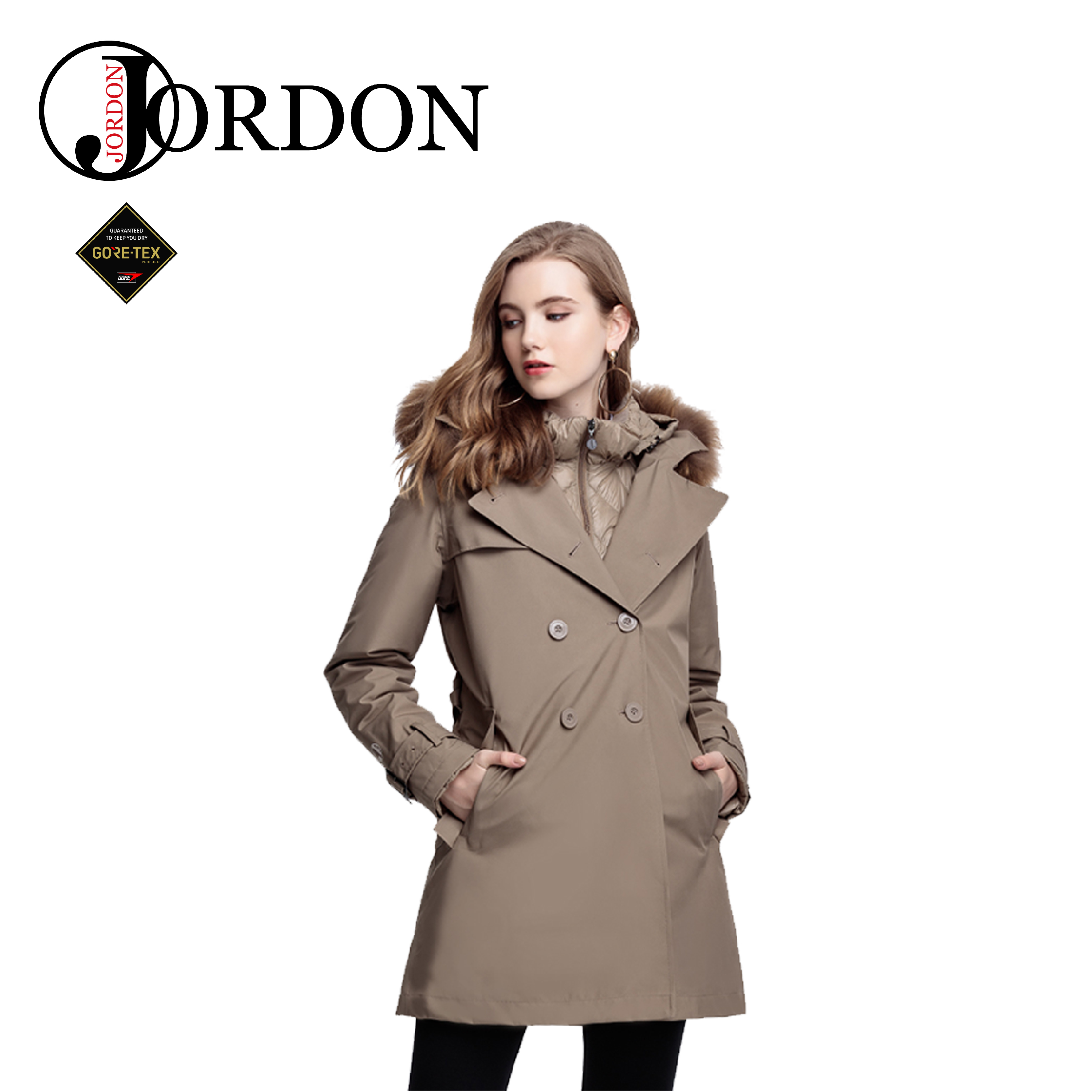 JORDON 橋登 GO+I3L GTX二件式外套 女款 (深卡色) 長版外套/女外套/防水外套/防風外套/風衣 *06JW1966