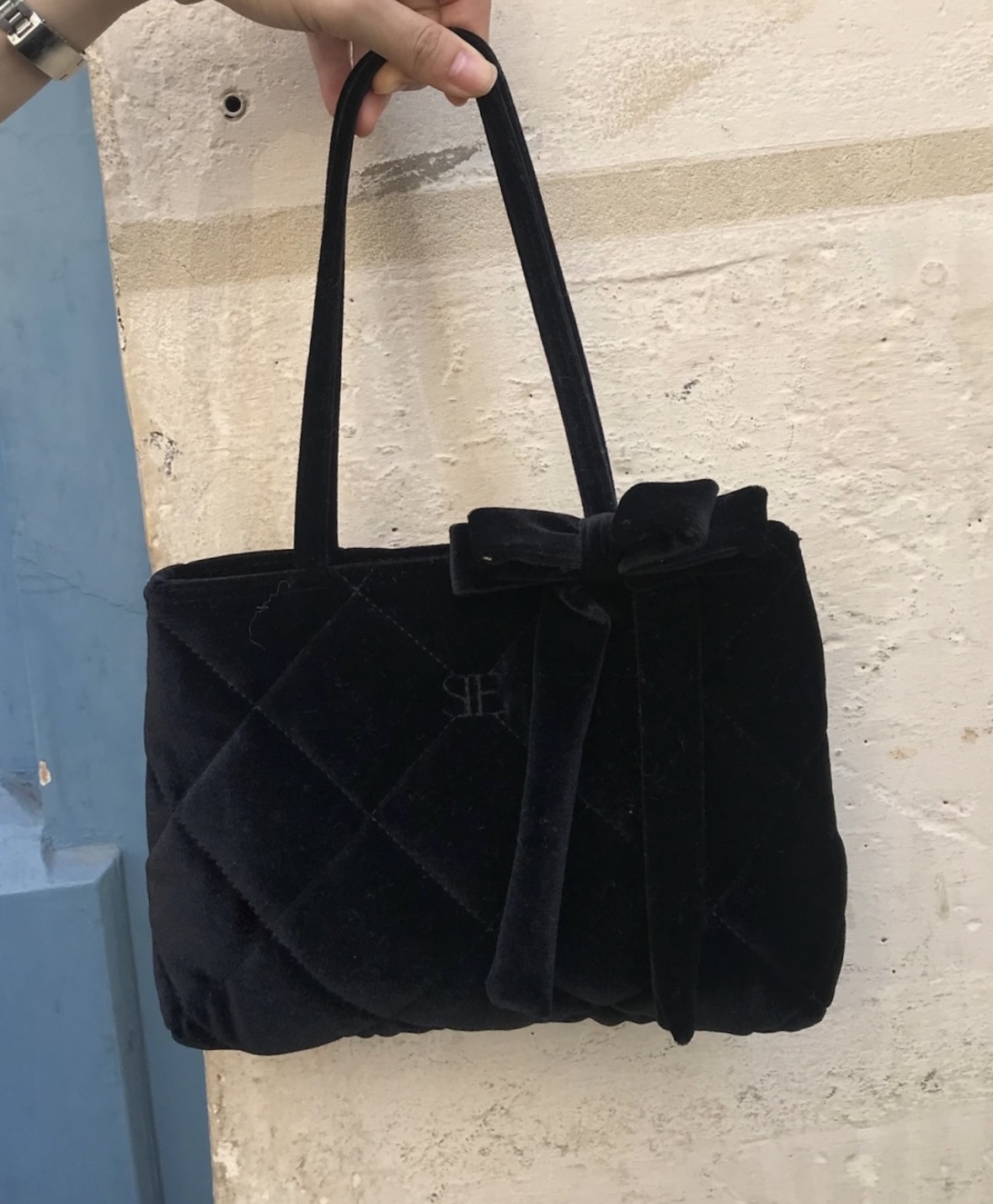 <韓國代購> SIENNE RIBBON VELVET BAG