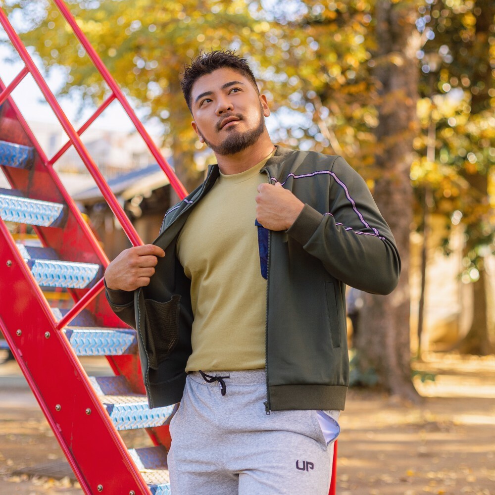 Rib-Line 運動外套 亮深綠