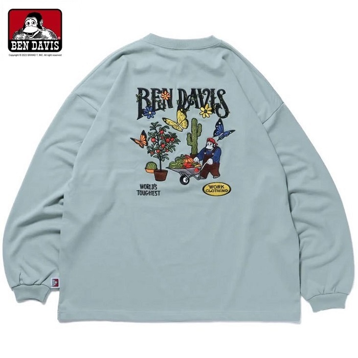 【 BEN DAVIS | HARVEST BRUSHED LS花園刺繡長TEE -2色】