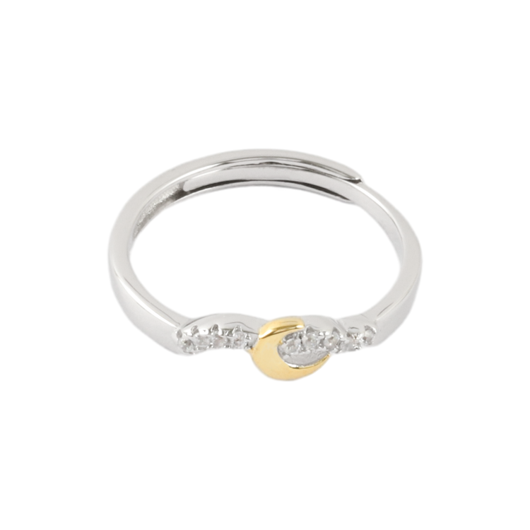 純銀對戒，情侶戒指 月亮造型設計；日為朝 月為暮 卿為朝朝暮暮（3660女款）