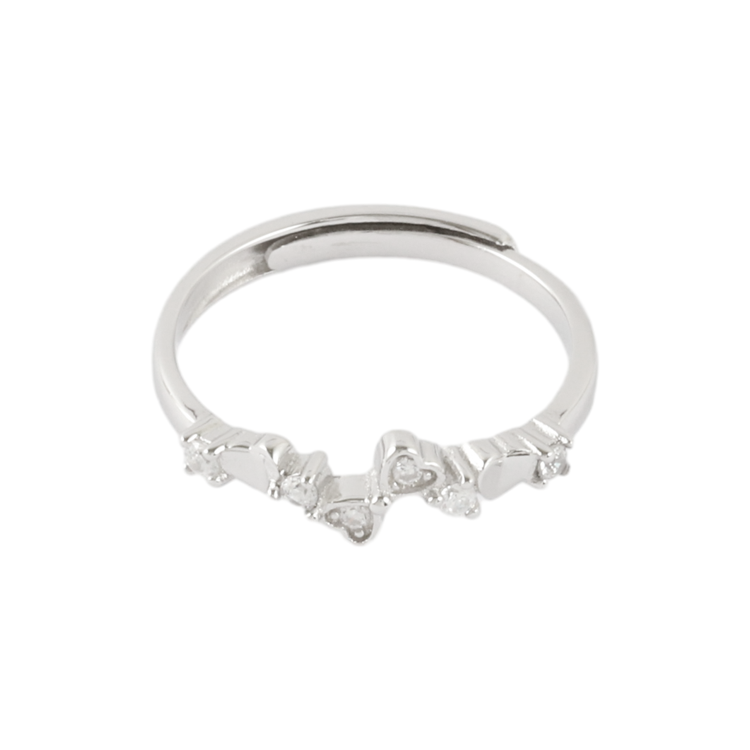 純銀對戒，情侶戒指 立體心型鋯石拼接；心動 見證甜蜜時刻（3661女款）