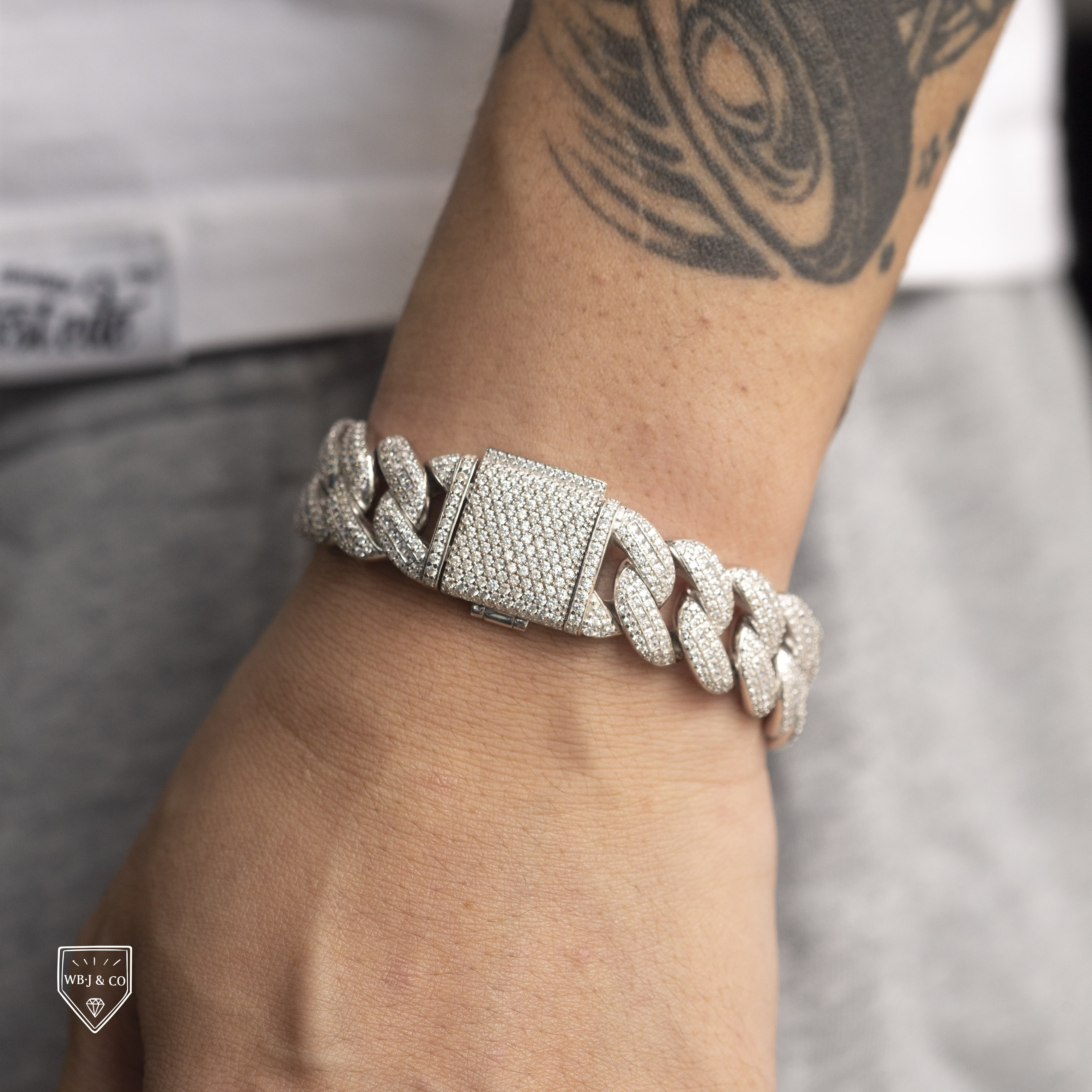 17mm 公主方拼鑲古巴手鍊